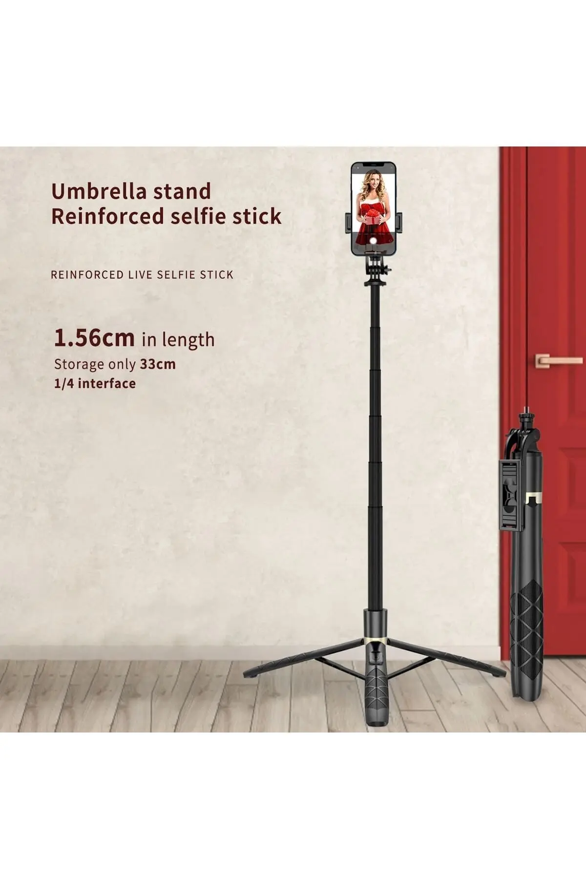 Uzaktan Kumandalı 156 Cm Alüminyum Tripod Ve Selfie Çubuğu Telefon, Kamera, Işık Ve Gopro Uyumlu