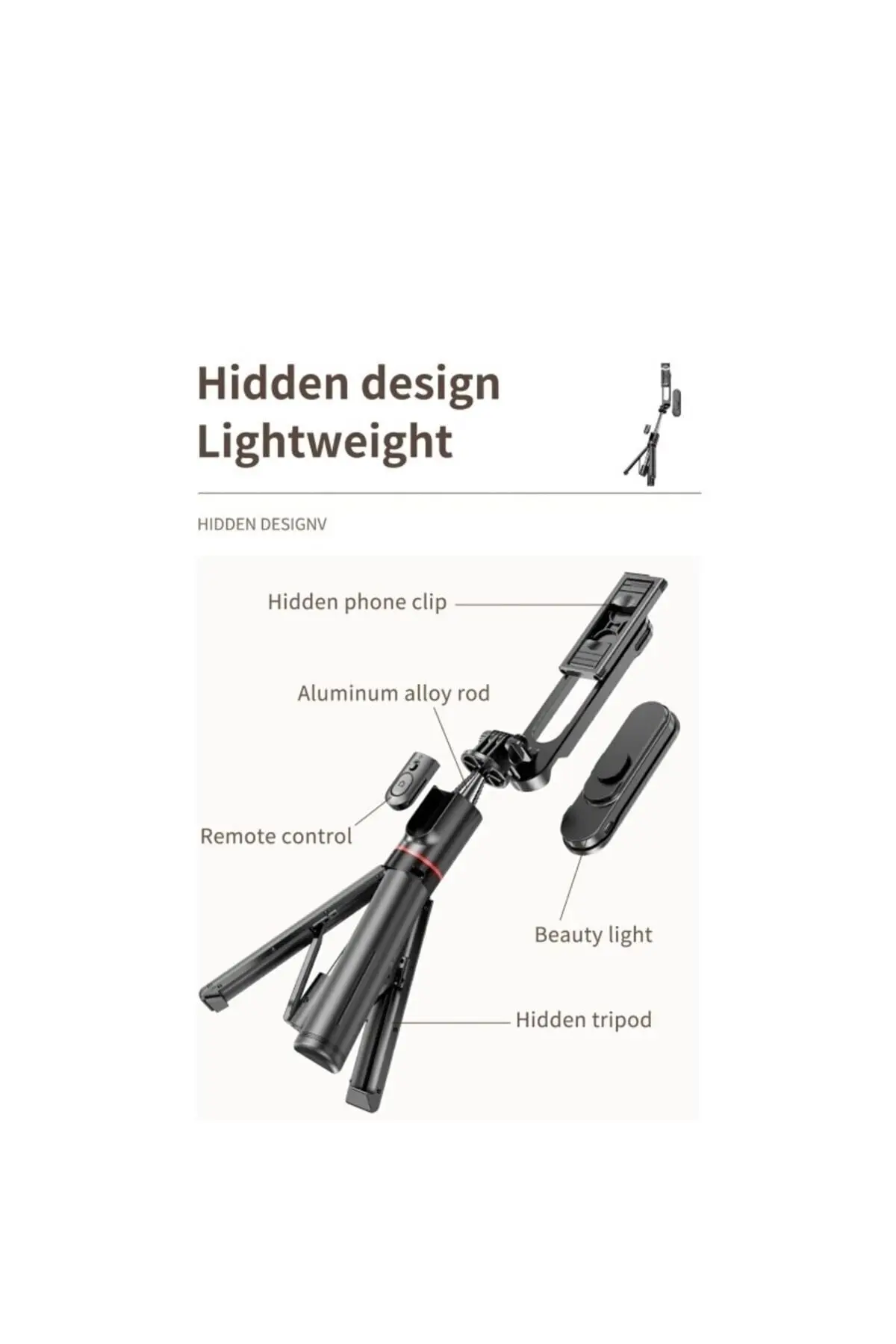 Işıklı 3 Renkli Uzaktan Kumandalı 110 Cm Tripod, Özçekim Ve Selfie Çubuğu Yatay Ve Dikey Kullanım