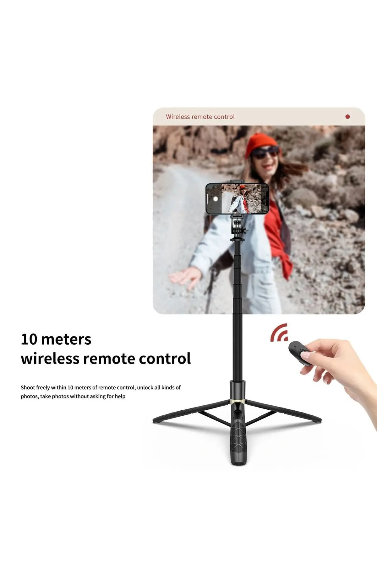 Uzaktan Kumandalı 156 Cm Alüminyum Tripod Ve Selfie Çubuğu Telefon, Kamera, Işık Ve Gopro Uyumlu