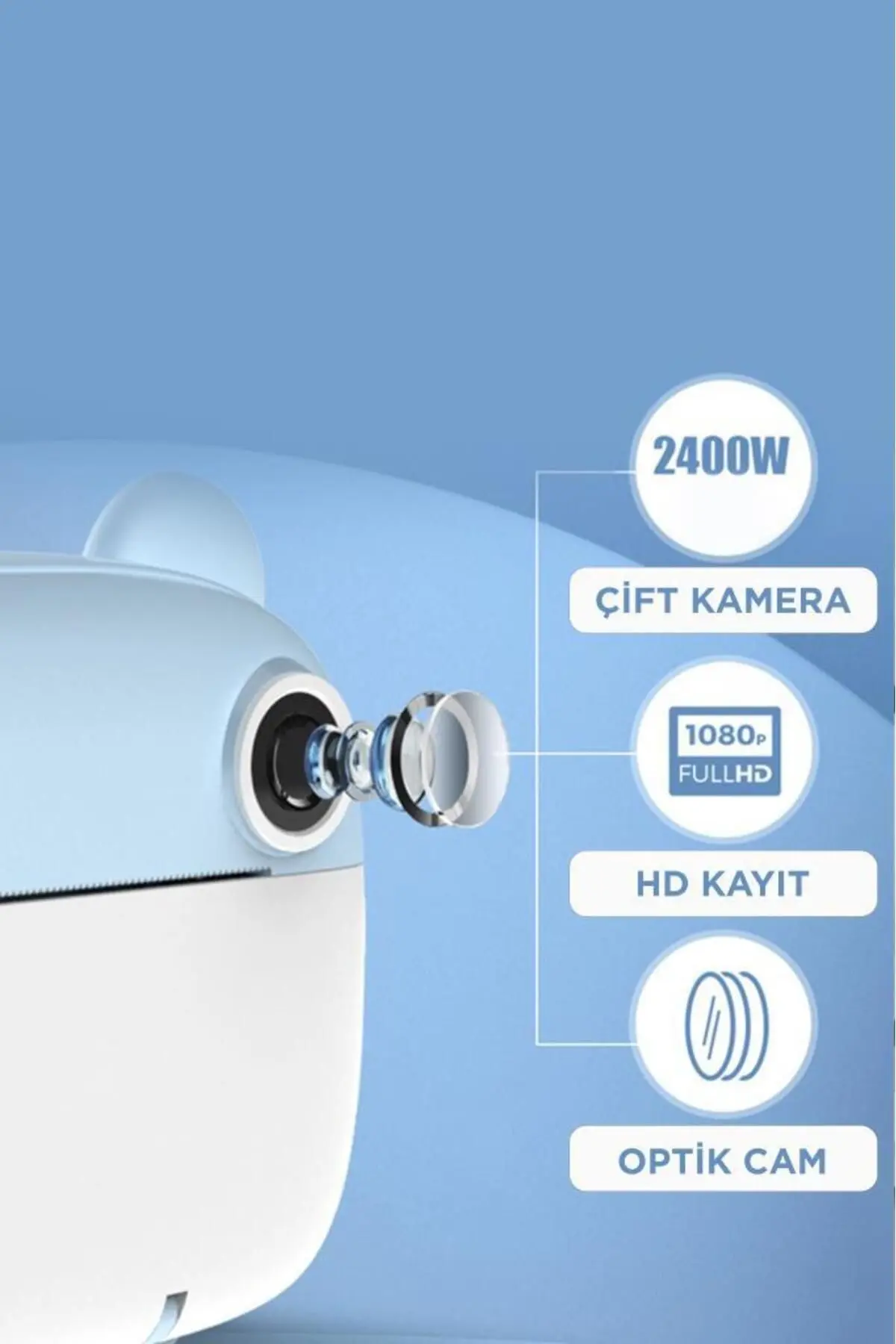 TRM-CMR14 Mavi Dijital Video Kayıt Fotoğraf Çocuk Kamerası Anlık Termal Resim Kağıt Baskılı Y