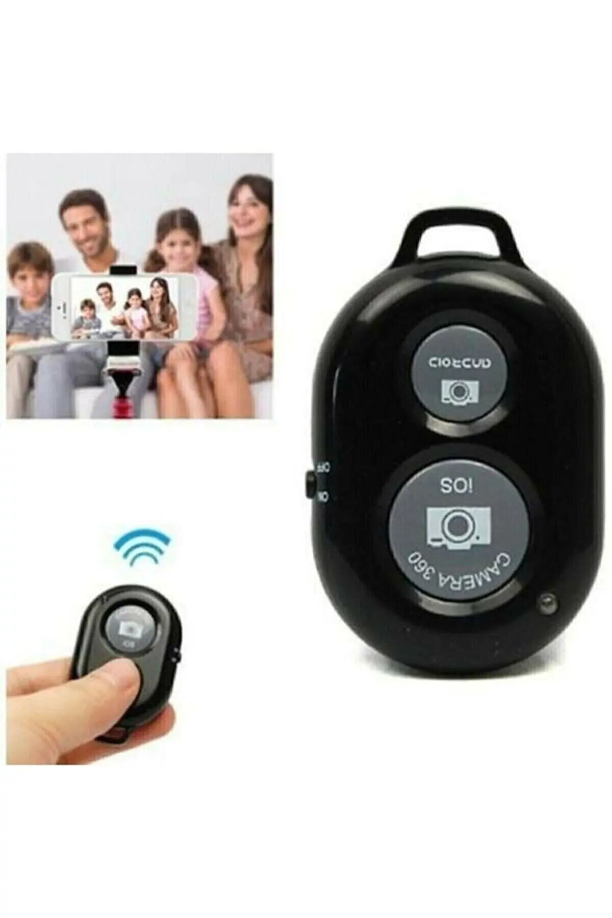 Asfal Bluetooth Uzaktan Kumanda, Pilli Tüm Telefonlara Uyumlu Kolay Video, Selfie Ve Fotoğraf Çekme Siyah