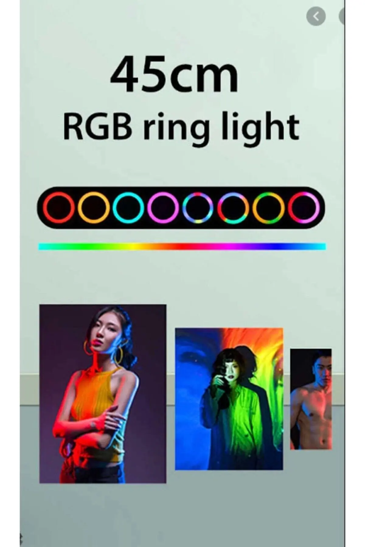 45 cm Rgb Işık, Kumanda Ve Çantalı -210 Cm Tripot Renkli Makyaj Tiktok Selfie Işığı Selfie Tripod