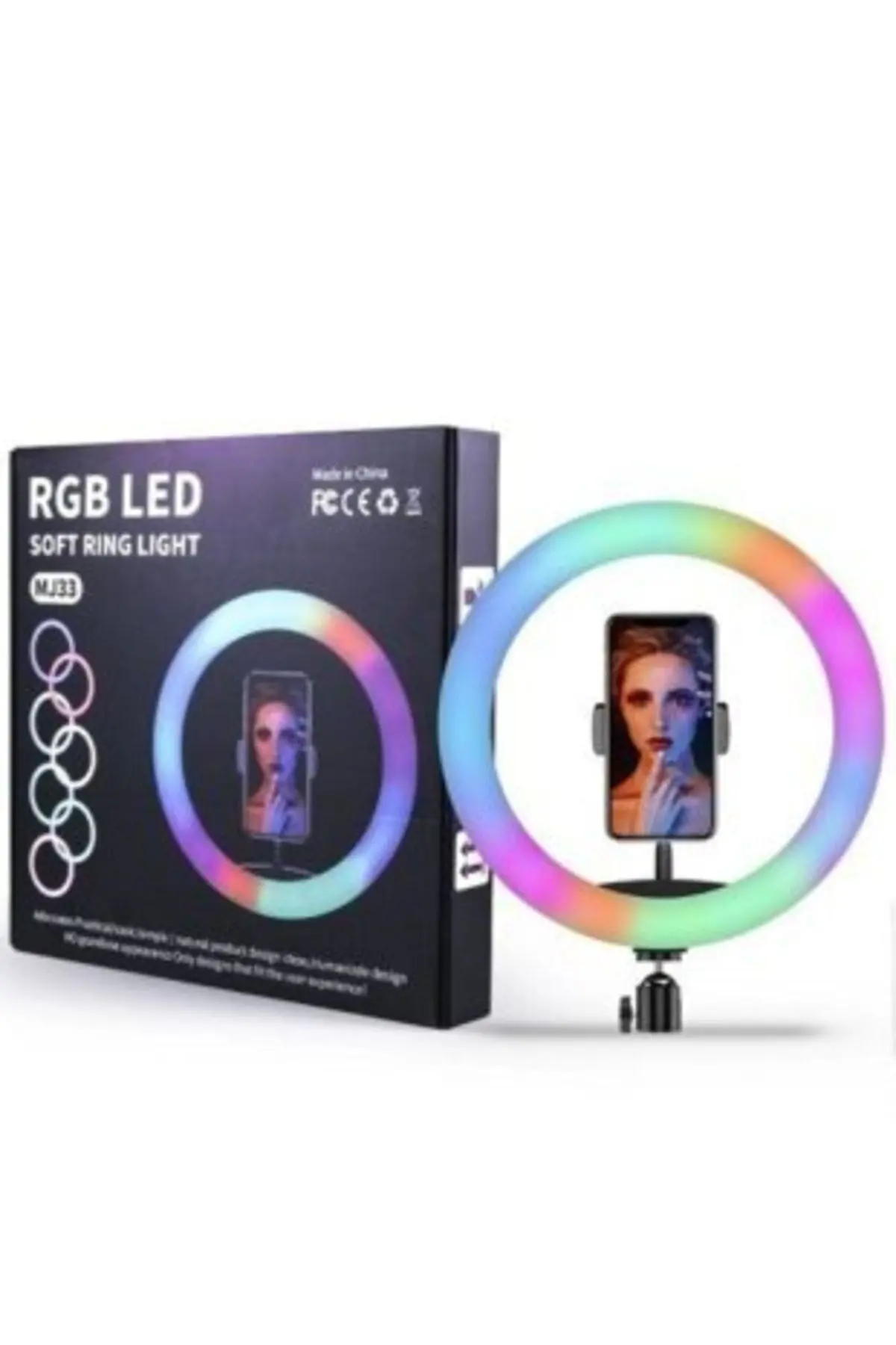13 Inç 33 Cm Rgb Işık Ve 210 Cm Tripot Çok Renkli Makyaj Tiktok Selfie Işığı Selfie Çubuğu Tripod