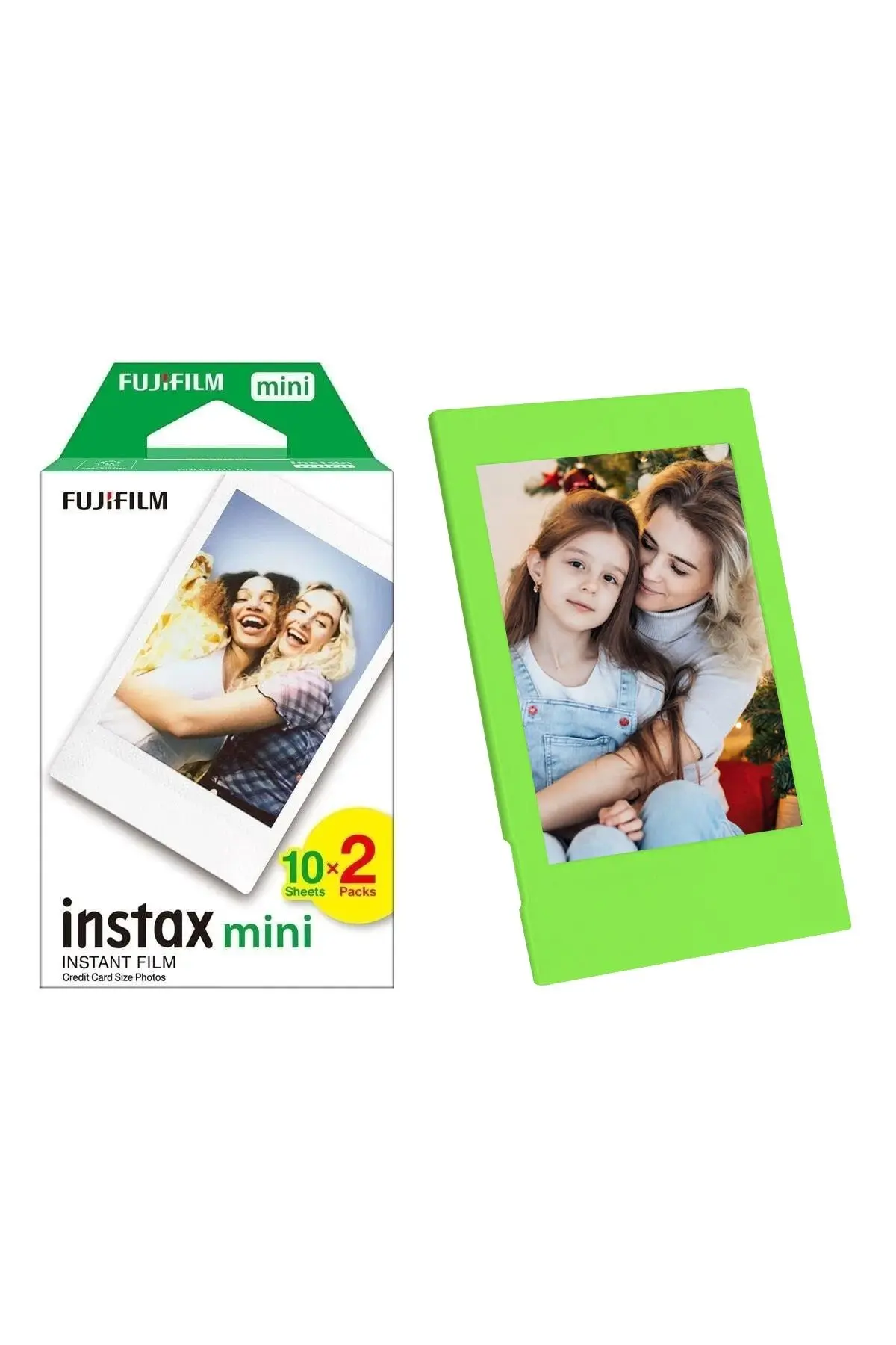 Instax Mini 12 Makine Uyumlu 20'li Film ve Açık Yeşil Fotoğraf Çerçevesi