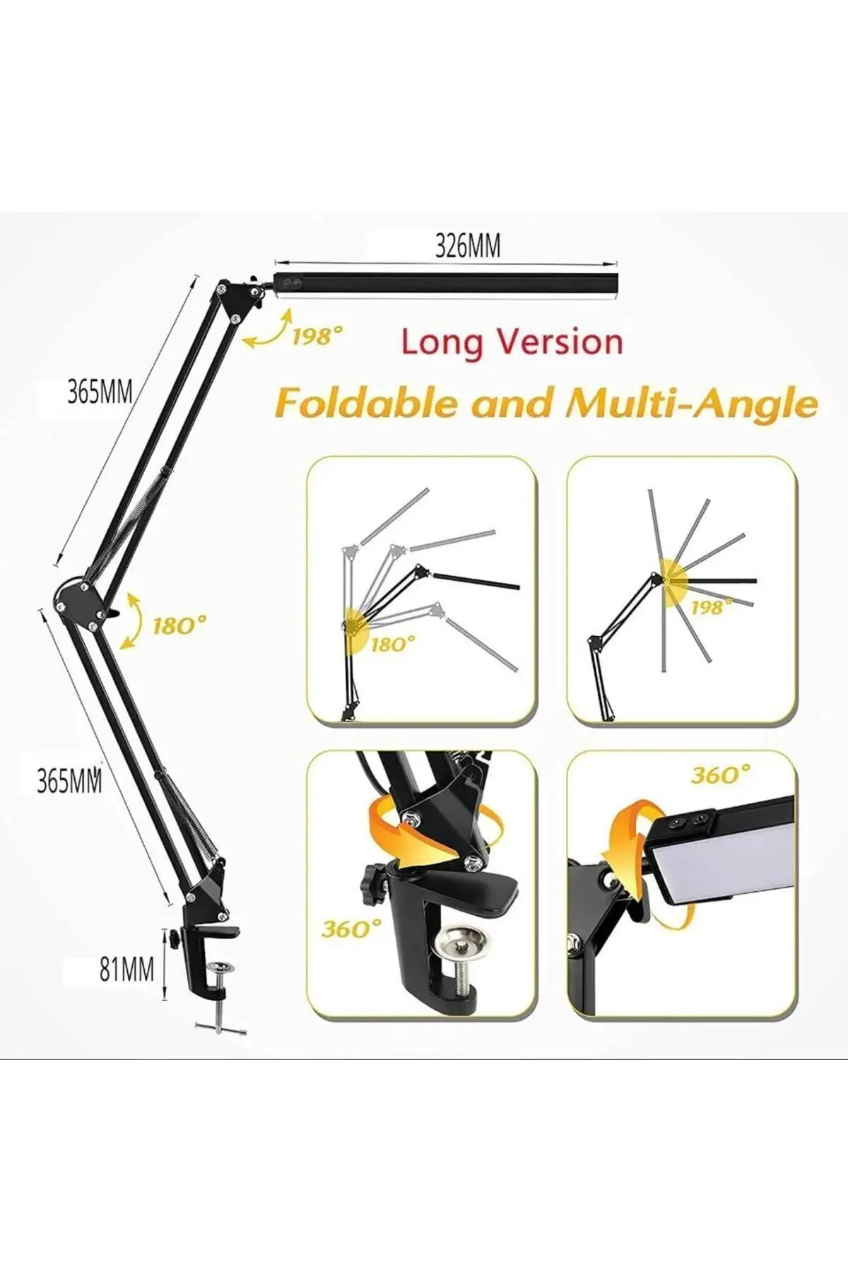 10W  led masa lambası teleskopik kitap okuma ofis çalıma masası led ışık akrobatik kol
