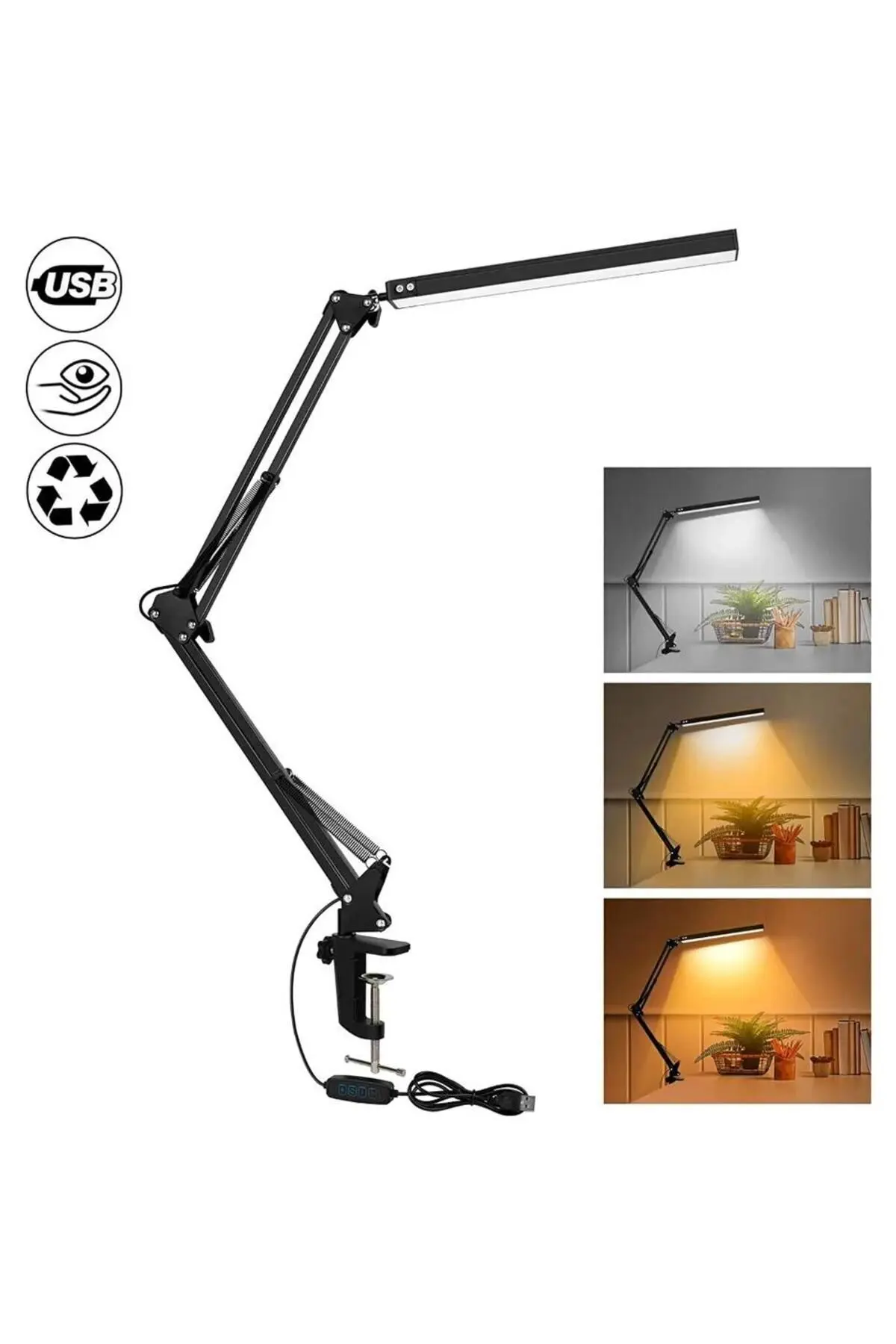 Voground 10W  led masa lambası teleskopik kitap okuma ofis çalıma masası led ışık akrobatik kol