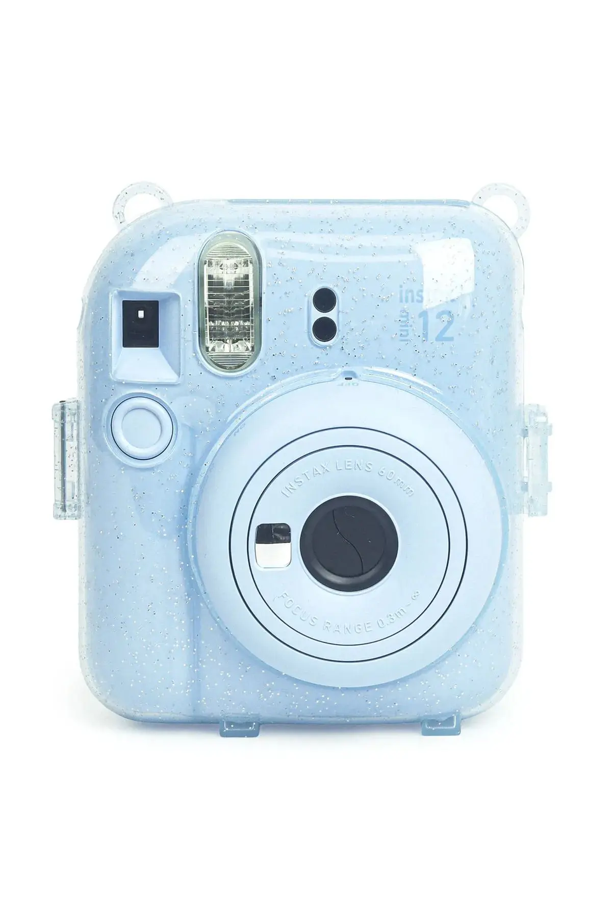 Instax mini 12 Mavi Fotoğraf Makinesi-10'lu Film-Kıskaçlı Stand-PVC Albüm ve Simli Pleksi Kılıf Seti