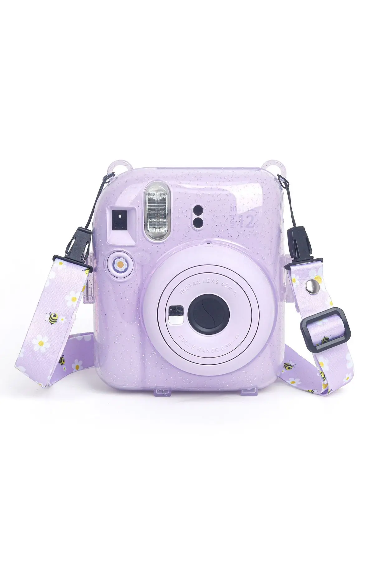 Instax mini 12 Lila Fotoğraf Makinesi-10'lu Film-Kıskaçlı Stand-PVC Albüm ve Simli Pleksi Kılıf Seti