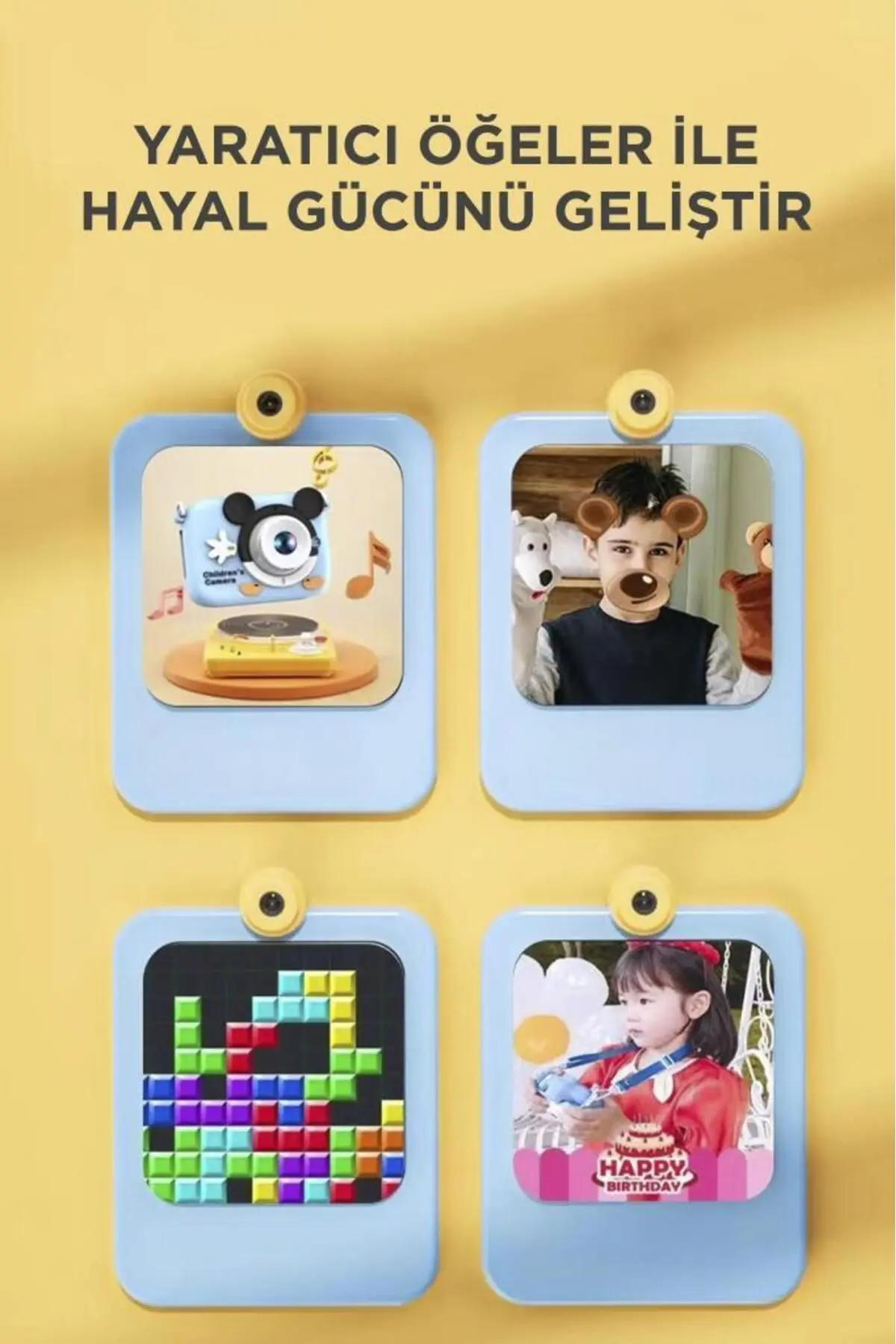 CMR-16 Mavi Mini 1080p Hd Çocuk Kamera Dijital Fotoğraf Makinesi 2.0 Inç Ekran 5 Adet Oyun