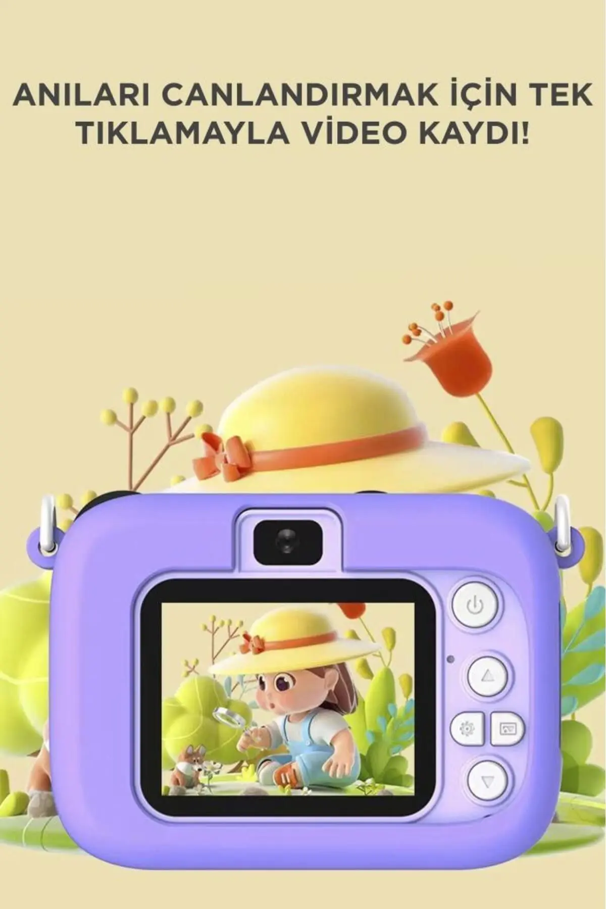 CMR-16 Mor Mini 1080p Hd Çocuk Kamera Dijital Fotoğraf Makinesi 2.0 Inç Ekran 5 Adet Oyun