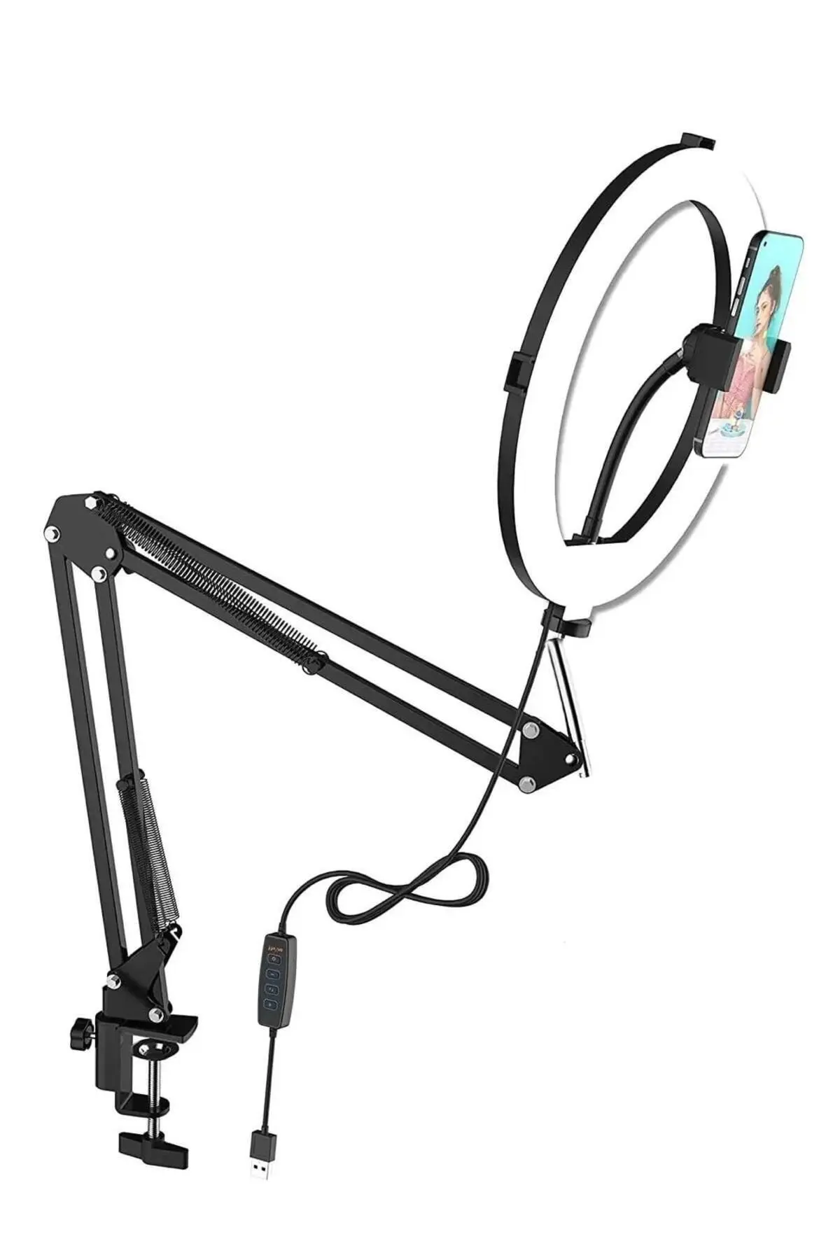 Esnek Masaüstü Sıkıştırmalı Tiktoker Ring Light Makeup Led Selfie Yayın Işığı 14 Inç + Stand Lüx