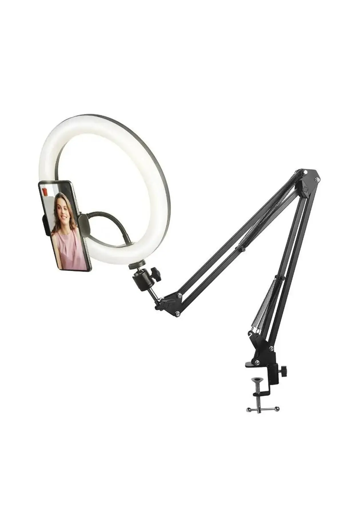 Esnek Masaüstü Sıkıştırmalı Tiktoker Ring Light Makeup Led Selfie Yayın Işığı 14 Inç + Stand Lüx