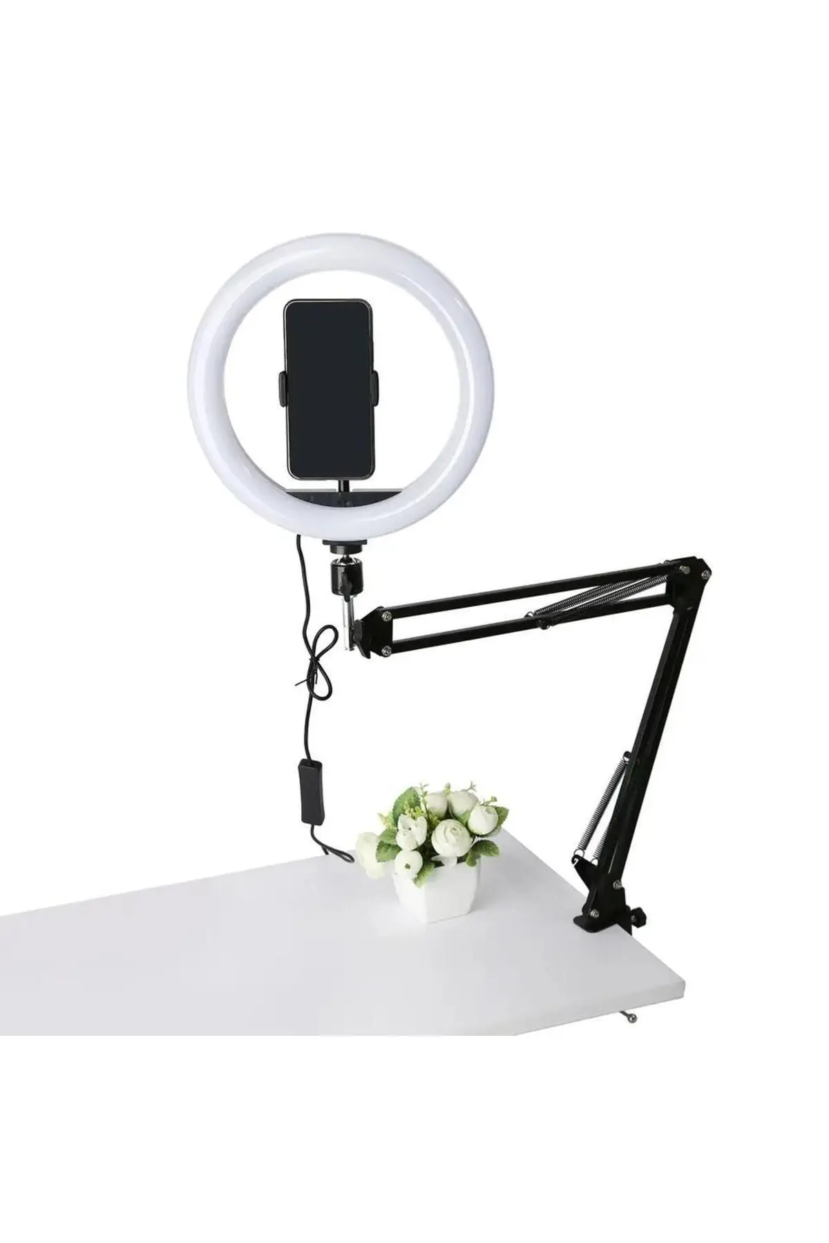 Esnek Masaüstü Sıkıştırmalı Tiktoker Ring Light Makeup Led Selfie Yayın Işığı 14 Inç + Stand Lüx