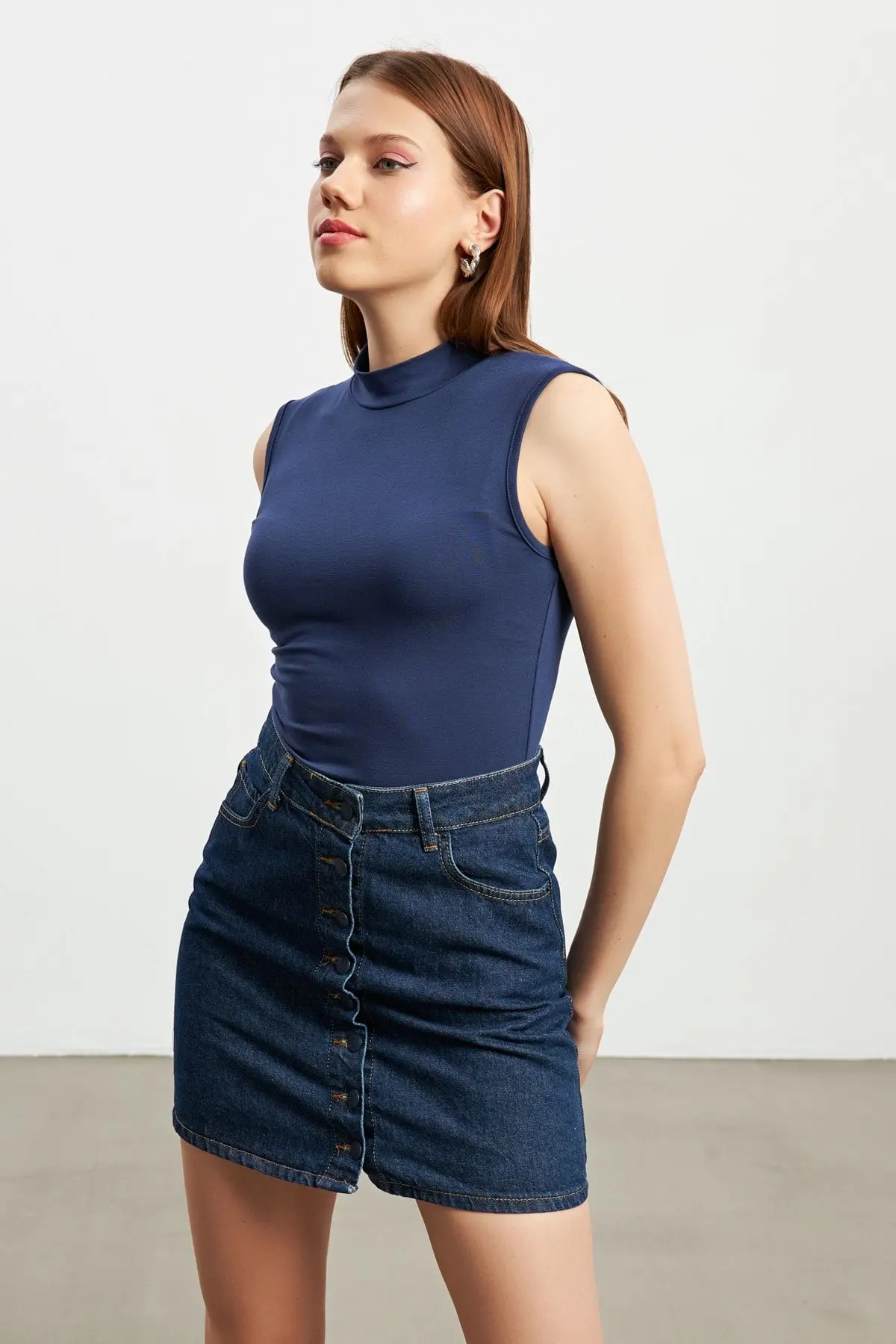 Kadın Siyah Lacivert 2'li Kolsuz Body
