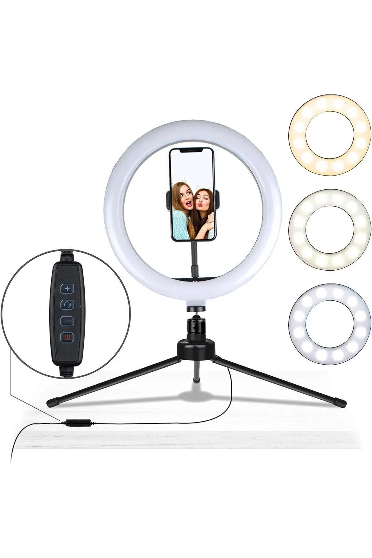 Tripodlu Youtuber Selfie Led Işıklı Masaüstü 10inç Tripod (26 CM) Kuaför Makyaj Işığı Tiktok Işığı
