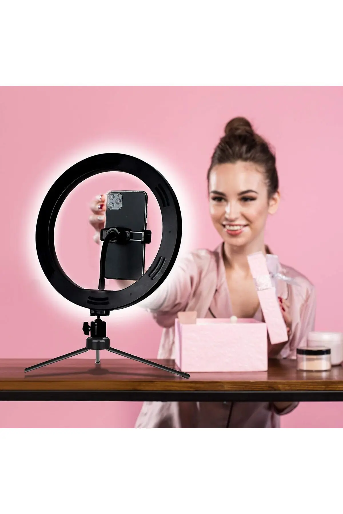 Tripodlu Youtuber Selfie Led Işıklı Masaüstü 10inç Tripod (26 CM) Kuaför Makyaj Işığı Tiktok Işığı