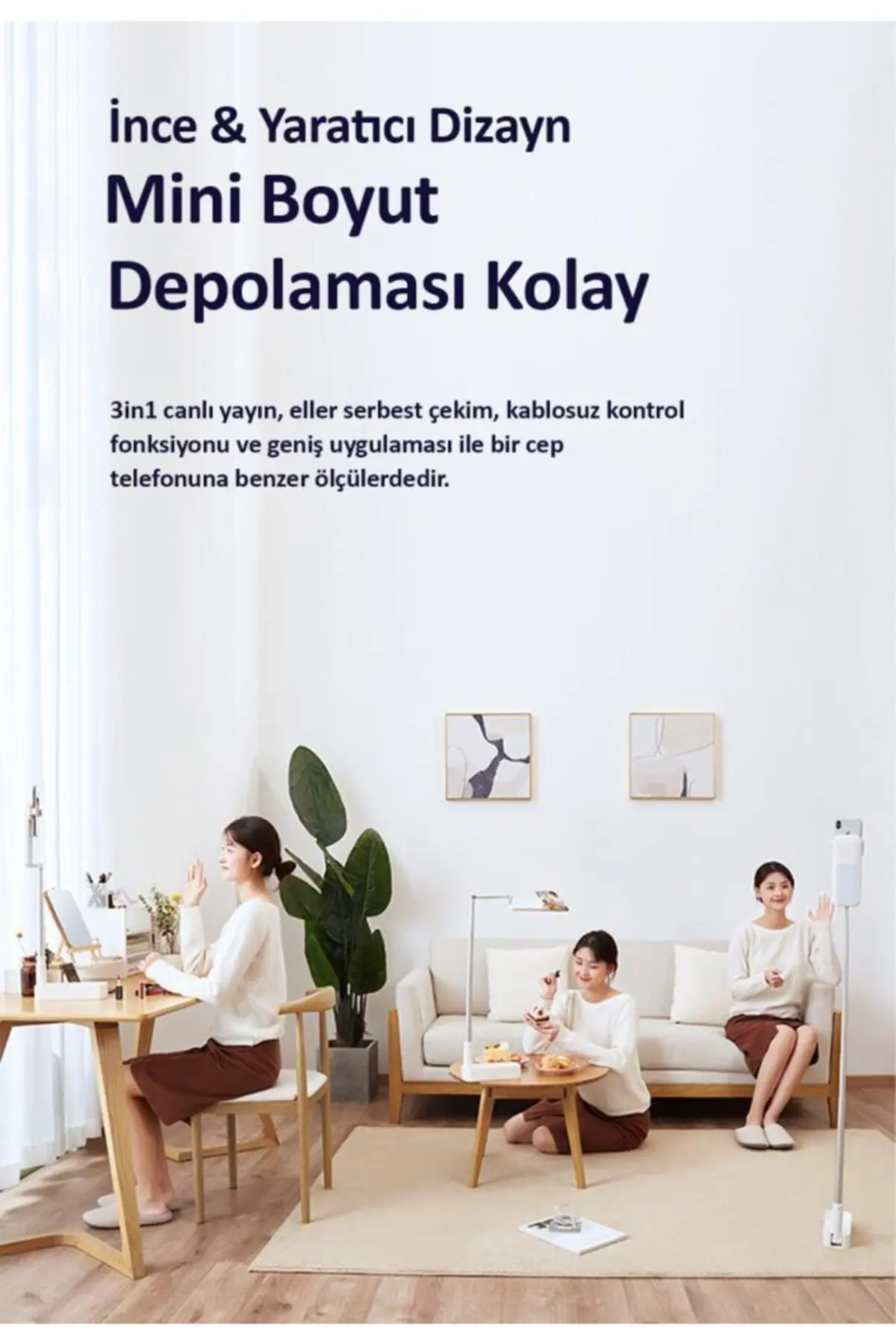 Us-zb209 Online Ders Ve Yayın Için Ledli,monopodlu,kumandalı,şarjlı Taşınabilir Telefon Standı