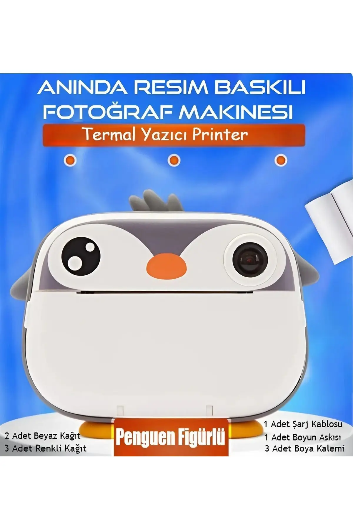 Çocuk Fotoğraf Makinesi Dijital HD Video Kamera Anlık Termal Resim Kağıt Baskılı Yazıcı