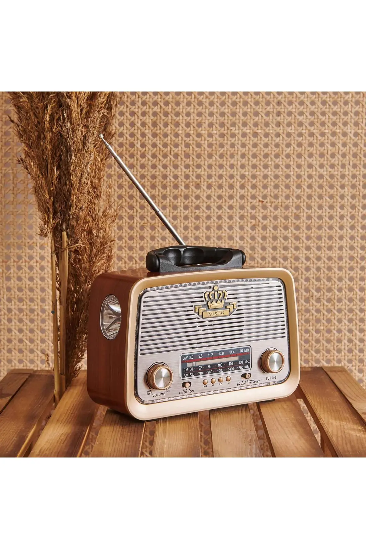 301 Şarjlı Nostaljik Görünümlü Fenerli Radyo Bluetoothlu Mp3 Çalar Radyo Müzik Kutusu