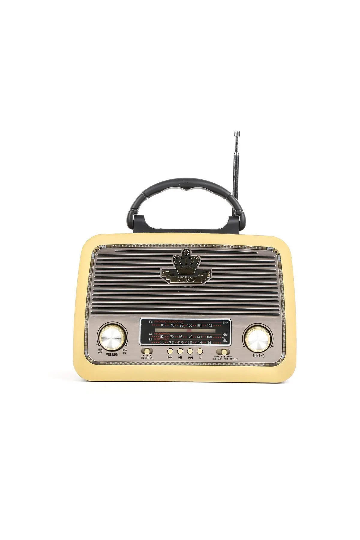 301 Şarjlı Nostaljik Görünümlü Fenerli Radyo Bluetoothlu Mp3 Çalar Radyo Müzik Kutusu Koyu Kahve