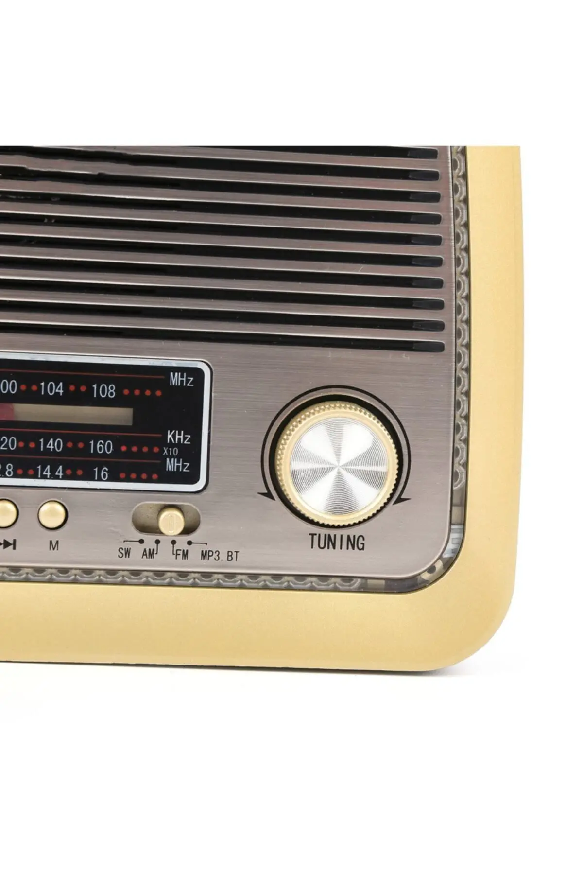 301 Şarjlı Nostaljik Görünümlü Fenerli Radyo Bluetoothlu Mp3 Çalar Radyo Müzik Kutusu Koyu Kahve