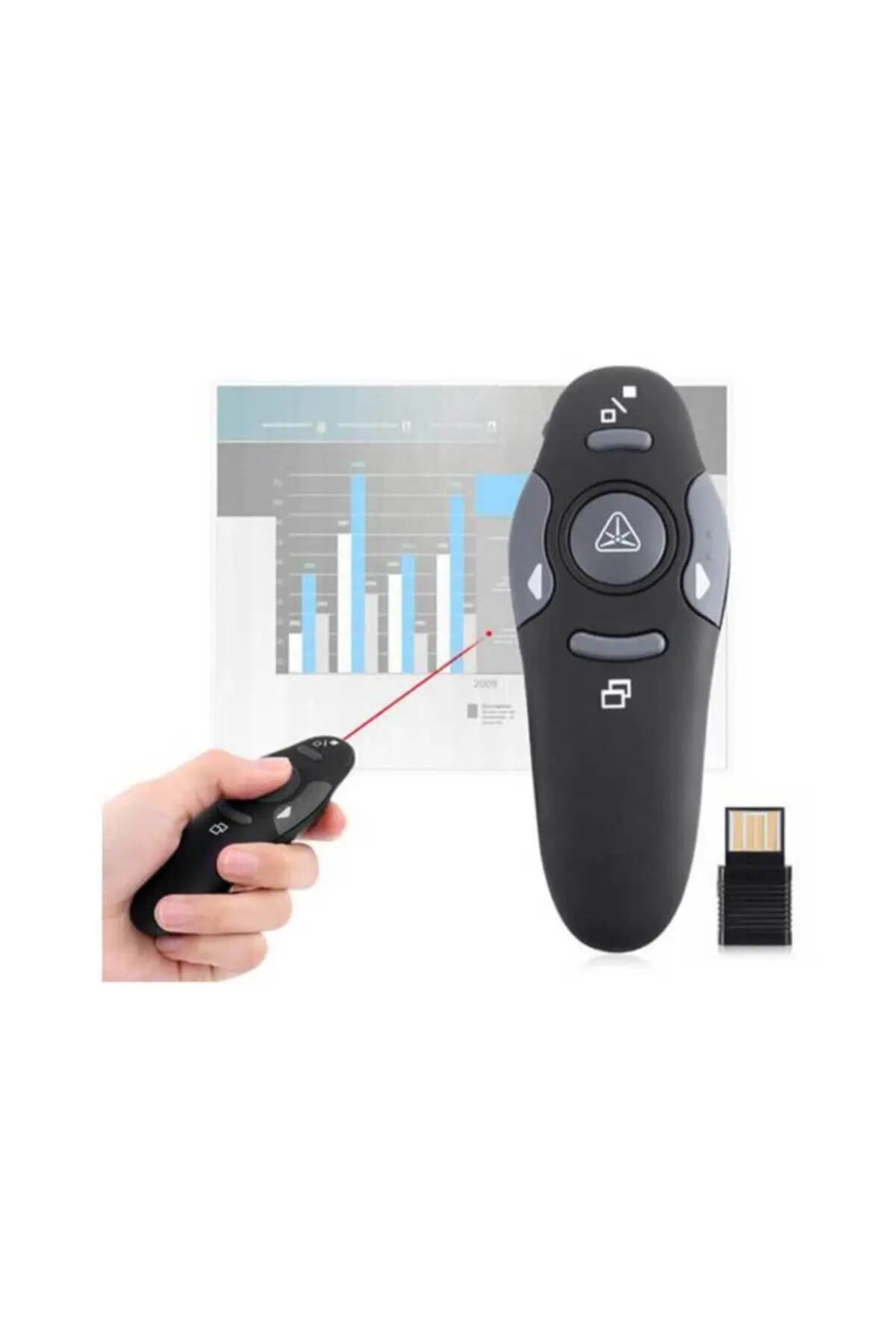 Lazer Sunum Kumandası Kablosuz Sunum Kalemi Powerpoint Slayt Atlatıcı Presenter