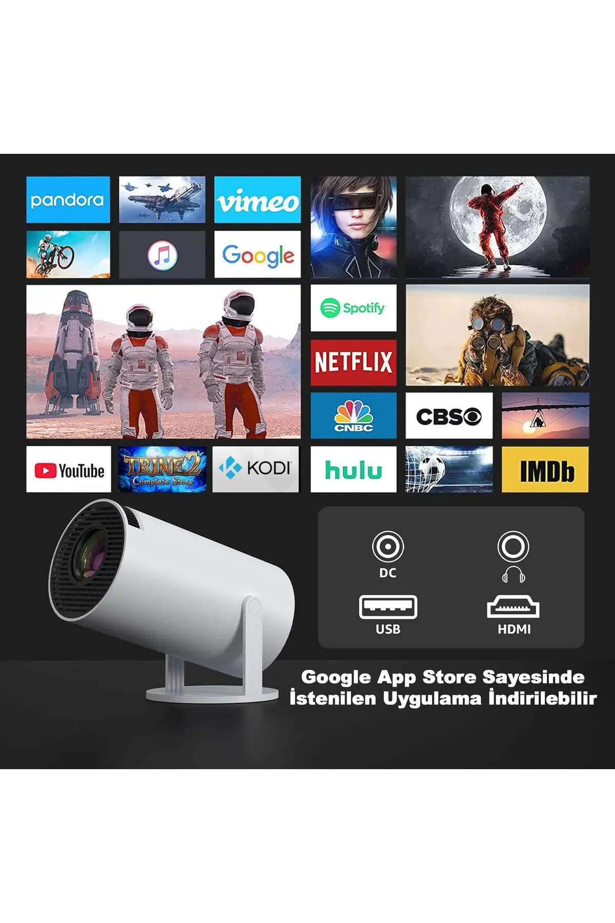 Mini Projeksiyon Taşınabilir Projeksiyon Cihazı HD Projeksiyon Cihazı Android TV Projeksiyon