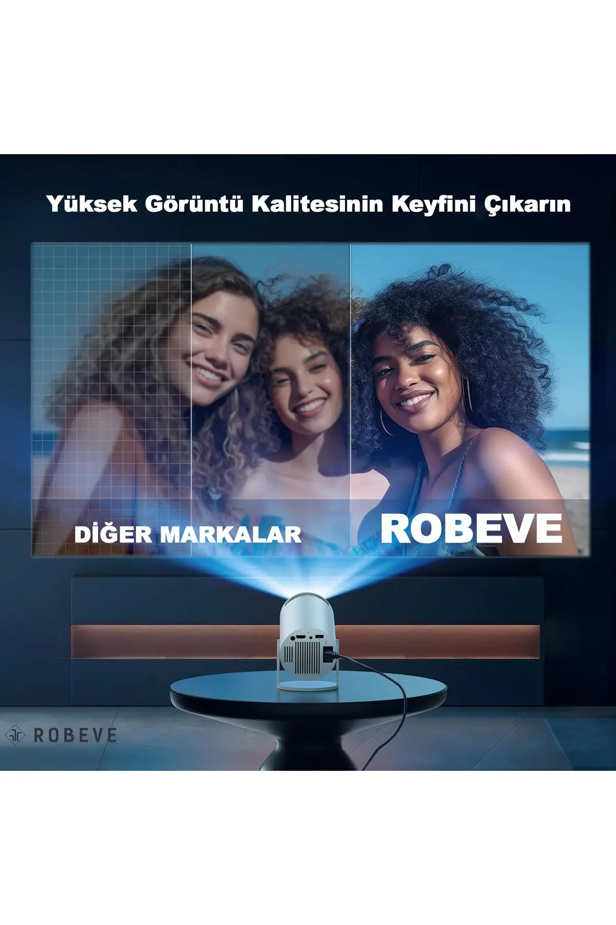 Mini Projeksiyon Taşınabilir Projeksiyon Cihazı HD Projeksiyon Cihazı Android TV Projeksiyon