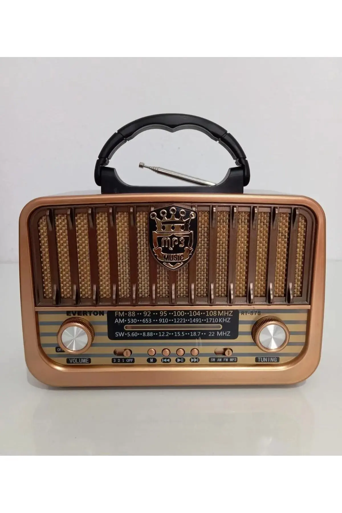 RT-878 Ahşap Nostaljik Görünümlü Fenerli Bluetooth lu USB-SD Card Mp3 Çalar Radyo Müzik Kutusu