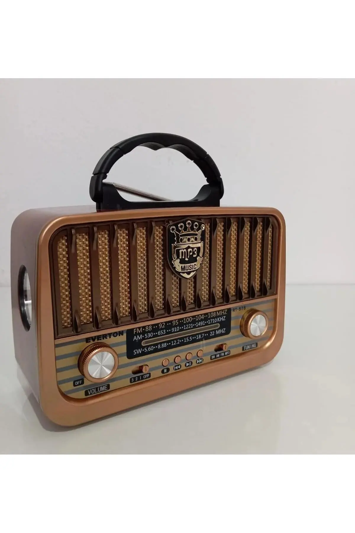 RT-878 Ahşap Nostaljik Görünümlü Fenerli Bluetooth lu USB-SD Card Mp3 Çalar Radyo Müzik Kutusu