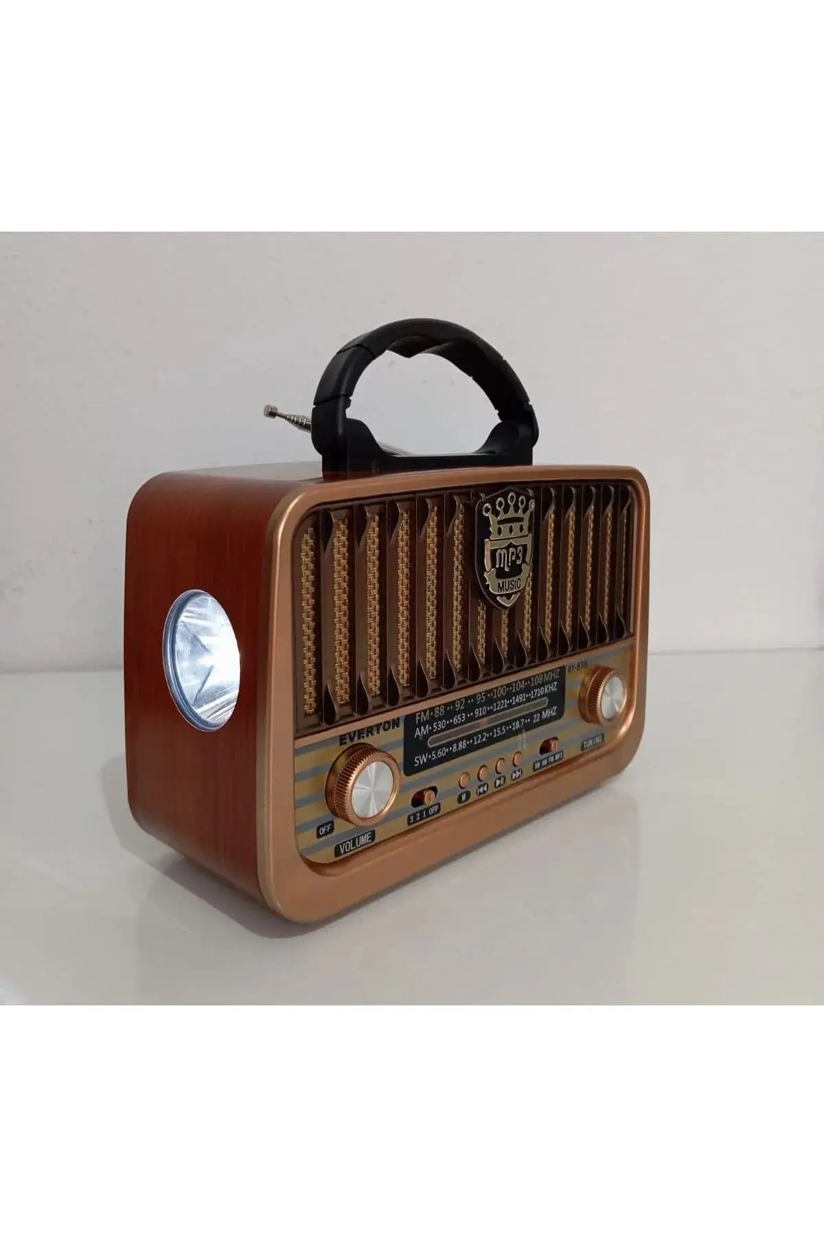 RT-878 Ahşap Nostaljik Görünümlü Fenerli Bluetooth lu USB-SD Card Mp3 Çalar Radyo Müzik Kutusu