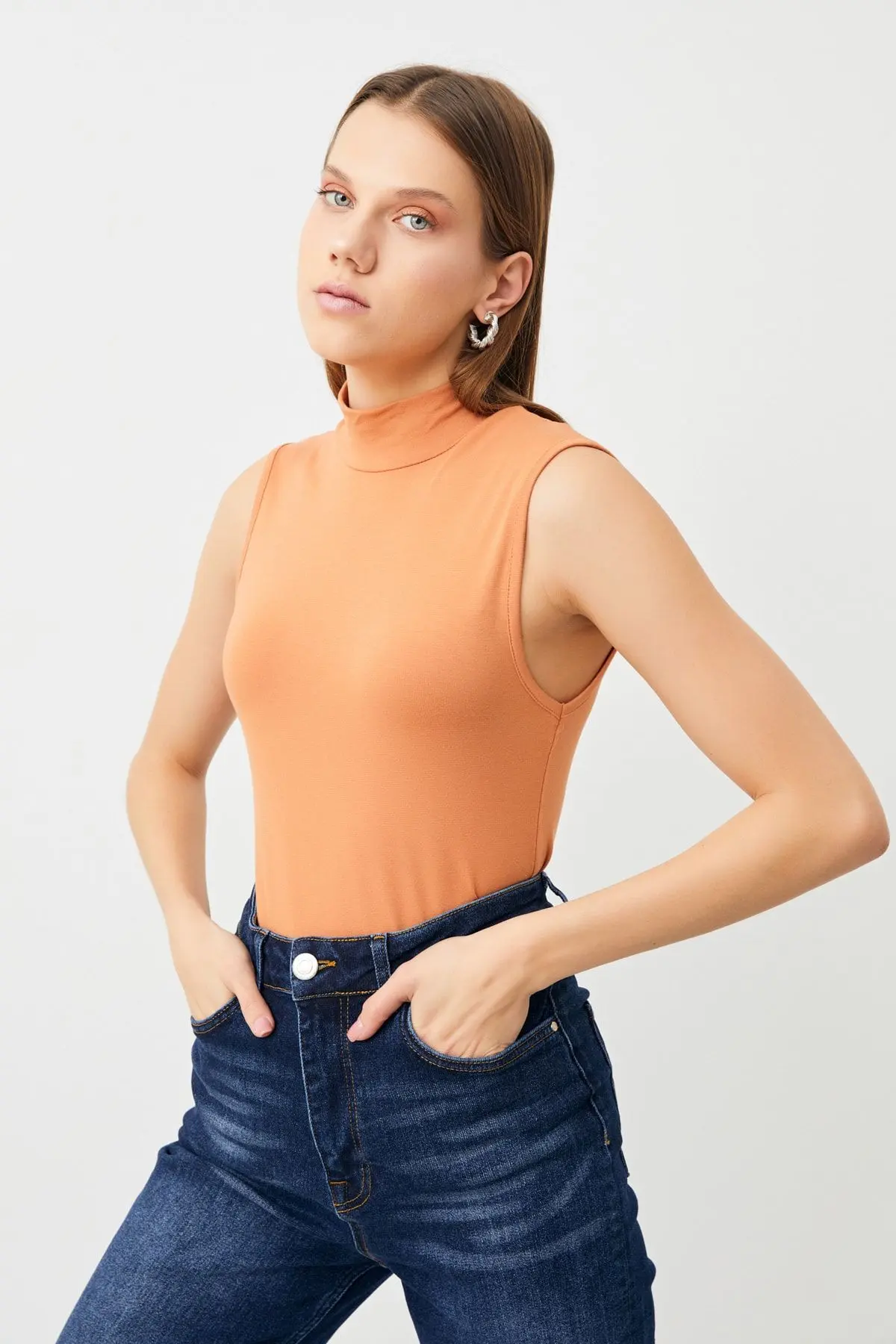 Kadın Somon Kolsuz Body