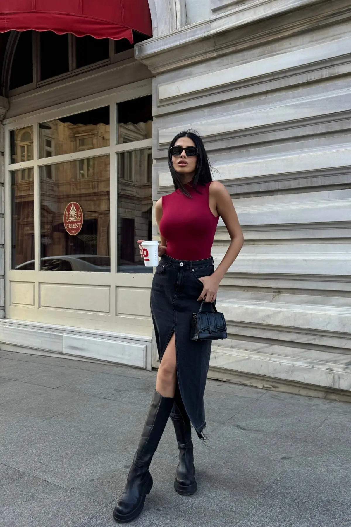 Kadın Bordo Kolsuz Bluz
