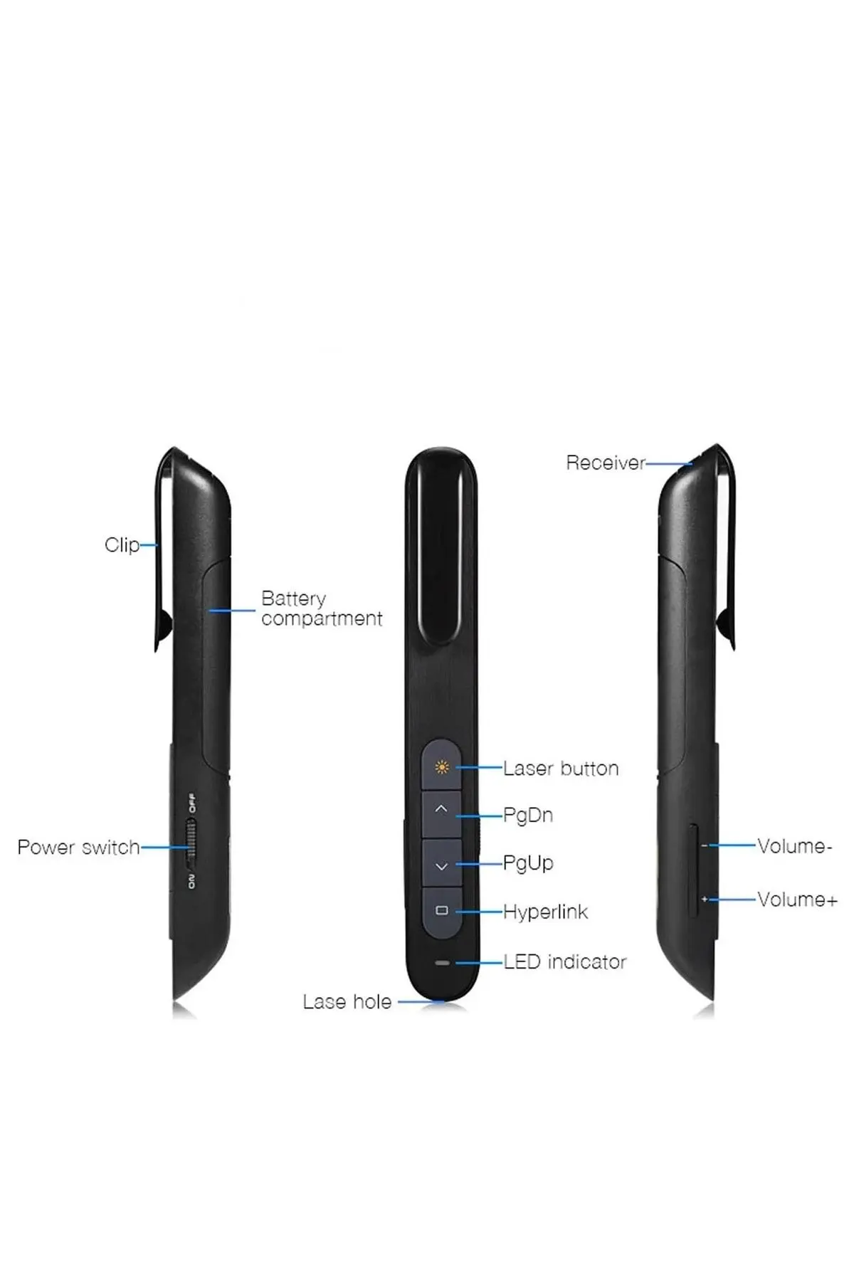 Özel Kılıflı Sunum Kumandası Wireless Presenter Laser Pointer Kalem Sunum