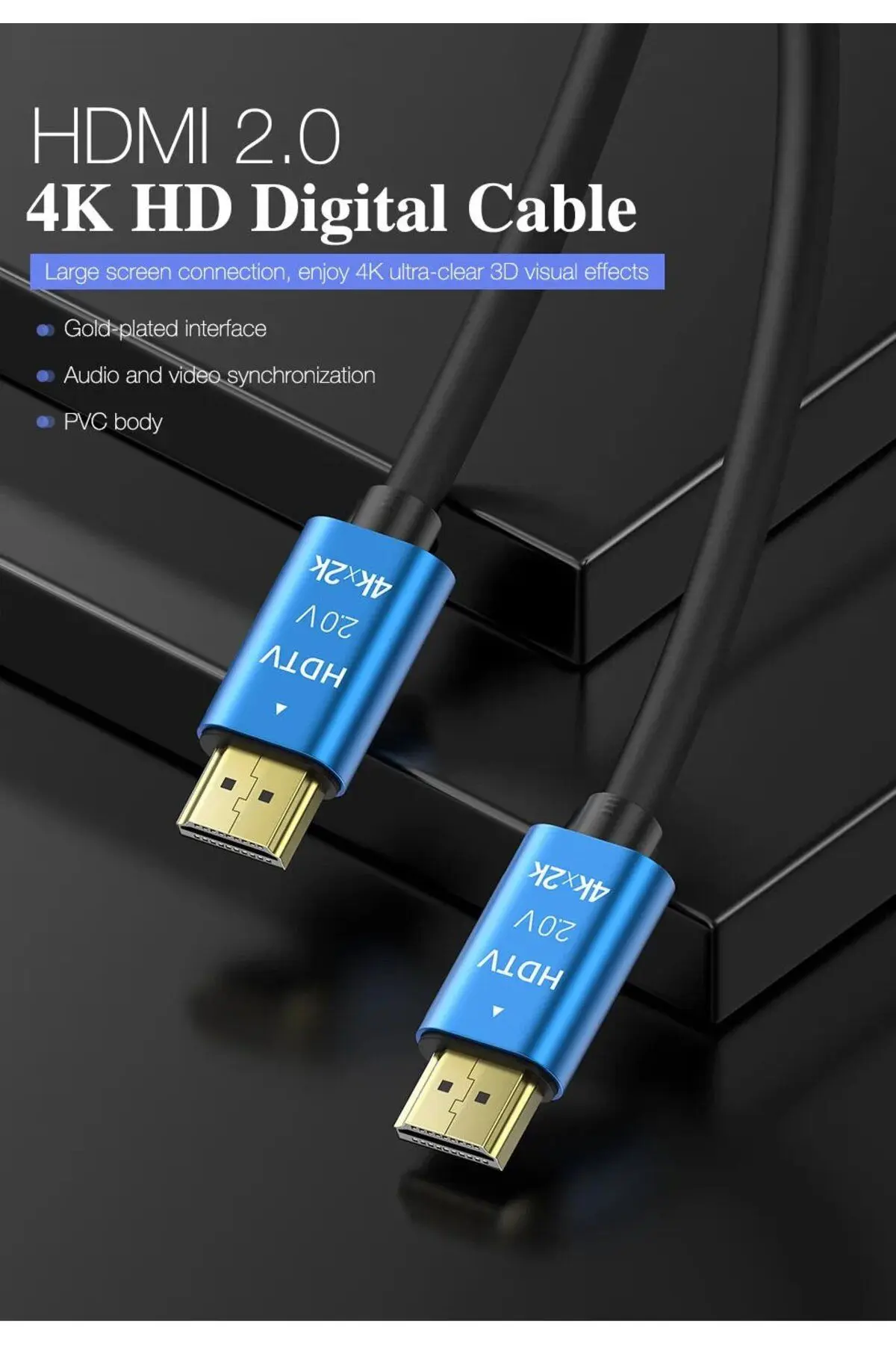 5 METRE 4K ULTRA HD 2.0V ALÜMİNYUM BAŞLIK ALTIN UÇLU HDMİ KABLO