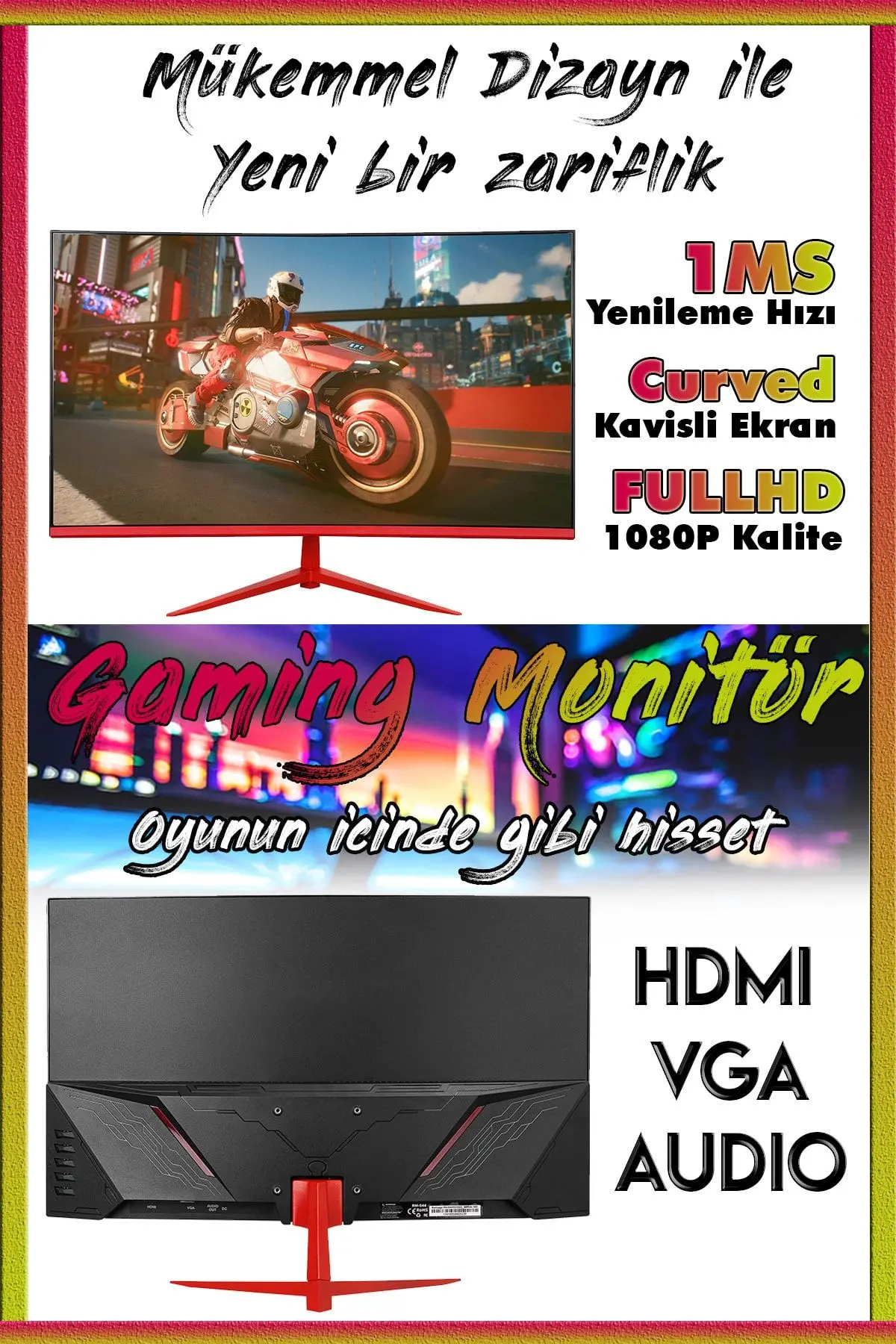 Zgx25 Ryzen 5 3600 32GB 3200MHz Ram 512GB SSD RX550 GDDR5 23.8" Curved Oyuncu Masaüstü Bilgisayar