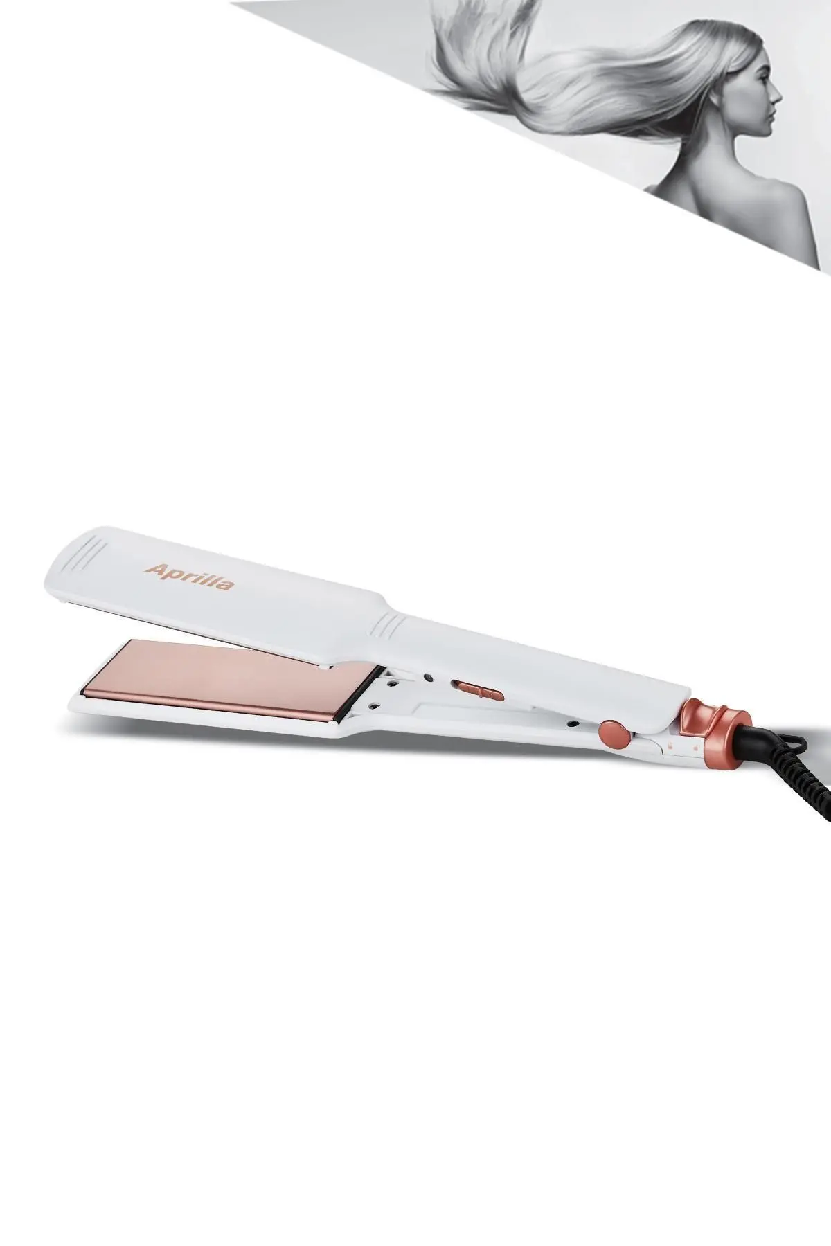 Ahs-2033 Beyaz Geniş Seramik Kaplamalı Güçlü Saç Düzleştirici (40mm*120mm)