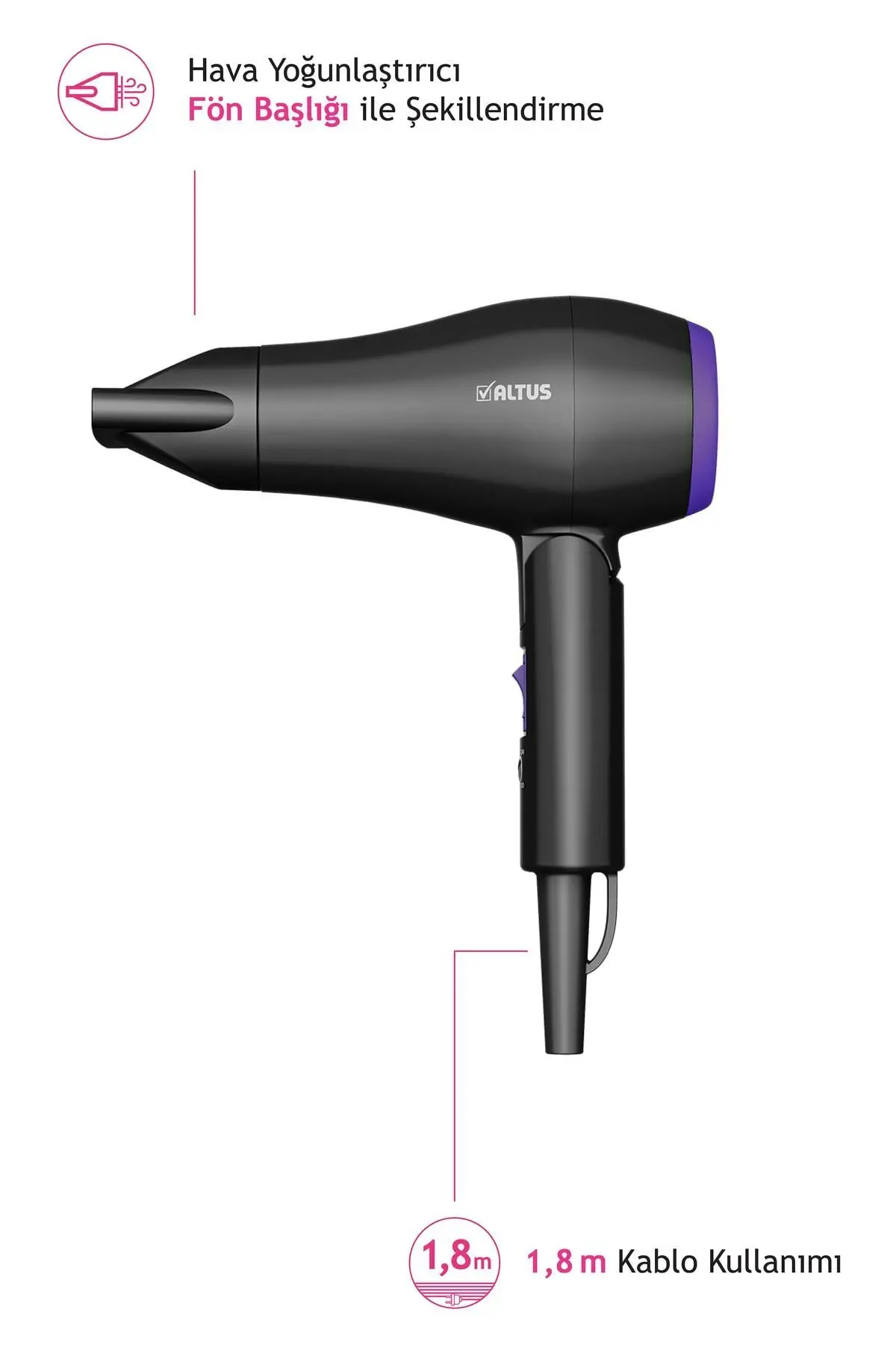 Yok Al 885 Katlanılabilir Mini Saç Kurutma Makinesi Yok 50 Hz / 60 Hz 1200 W 2 Kademeli 2 Yıl 2 Kad