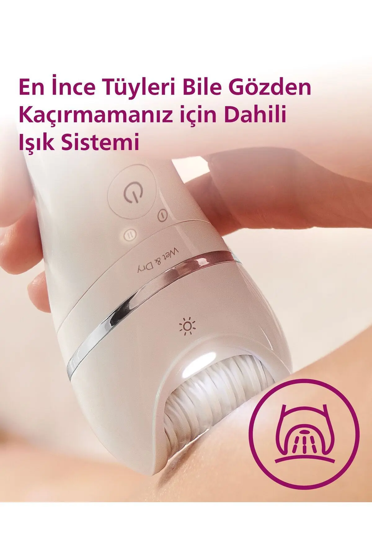 BRE710/05 Epilatör (Yüz+Koltuk altı+Bikini Bölgesi+Bacak)Islak Ve Kuru,Işıklı,Kablosuz