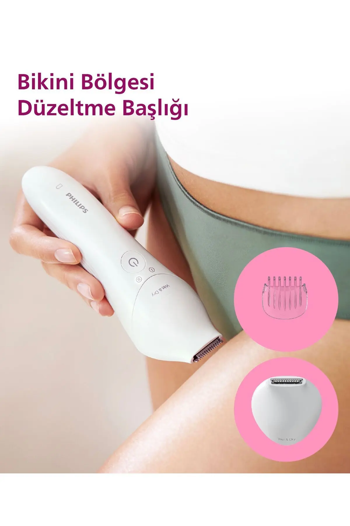 BRE720/05 Epilatör (Yüz+Koltuk altı+Bikini Bölgesi+Bacak)Islak Ve Kuru,Işıklı,Kablosuz