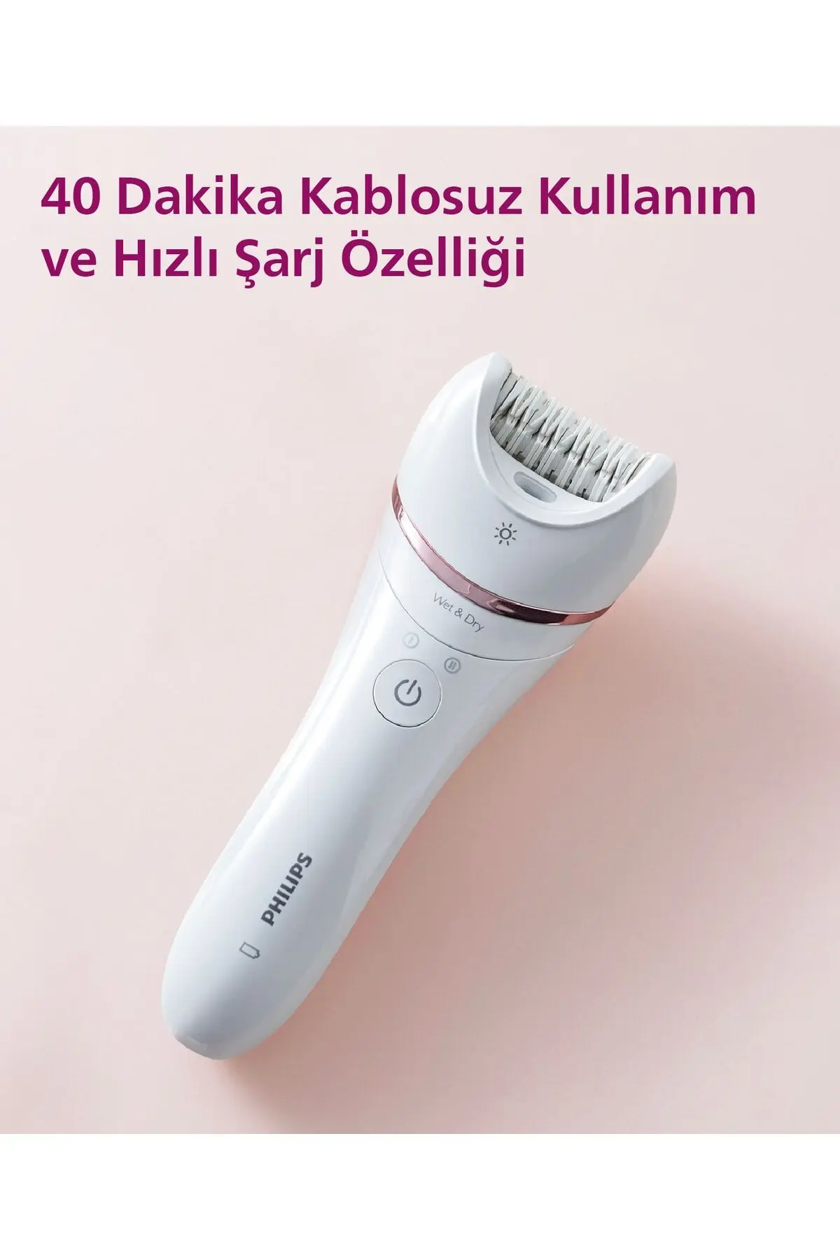 BRE720/05 Epilatör (Yüz+Koltuk altı+Bikini Bölgesi+Bacak)Islak Ve Kuru,Işıklı,Kablosuz