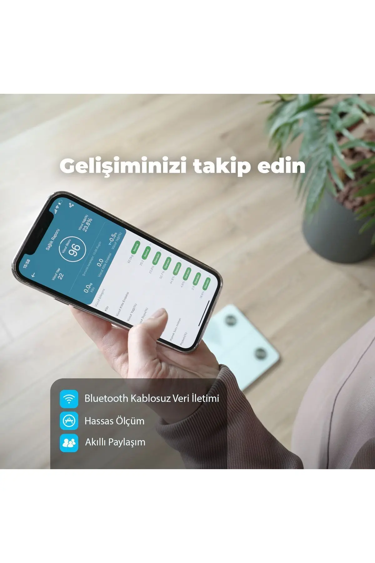 Detox Vücut Yağ Analiz Özellikli Akıllı Tartı