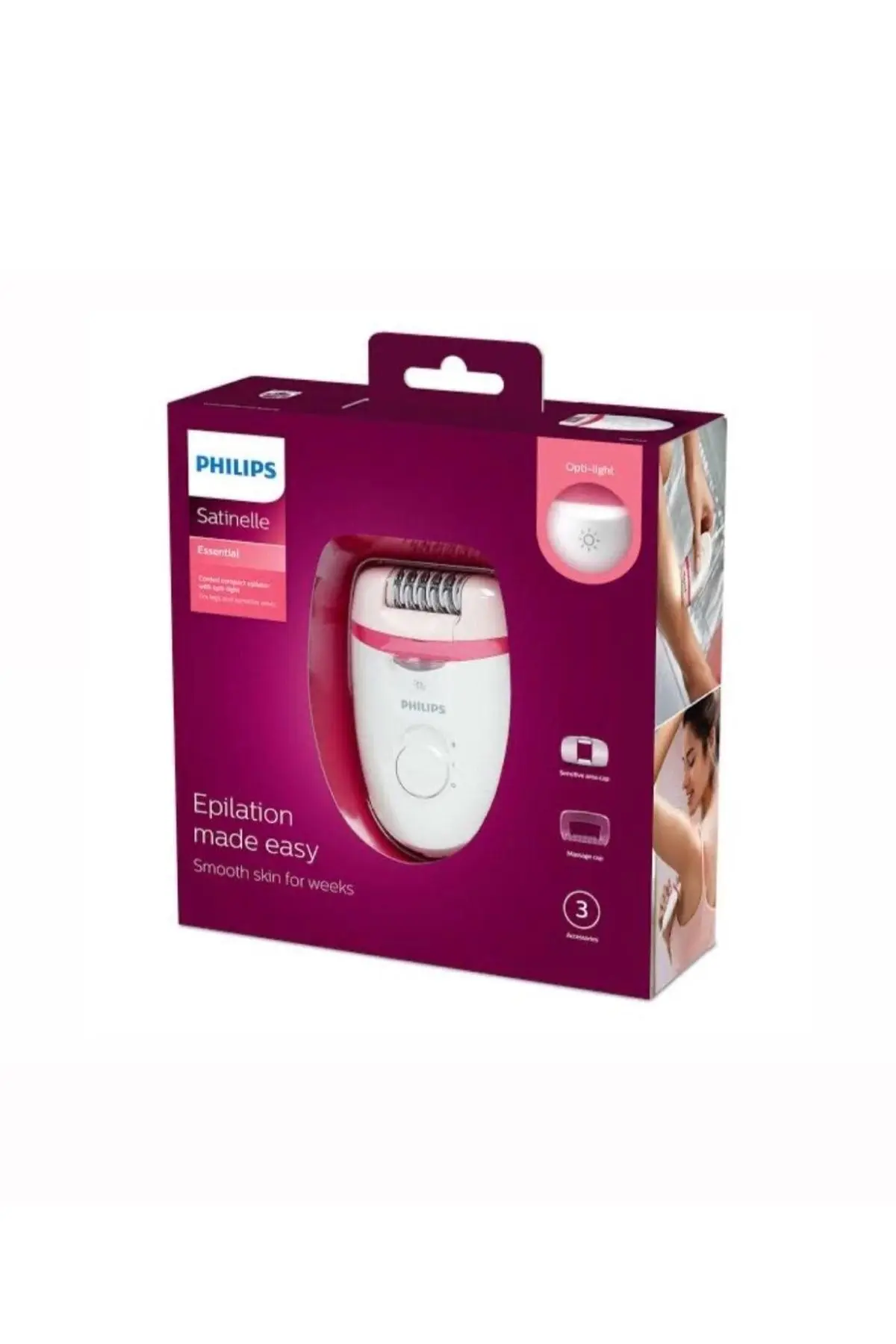 Philips Epilasyon Makinası - 32 Cımbız Kompakt / Epilatör - Epilasyon Cihazı - Masaj Başlıklı Ve Işıklı