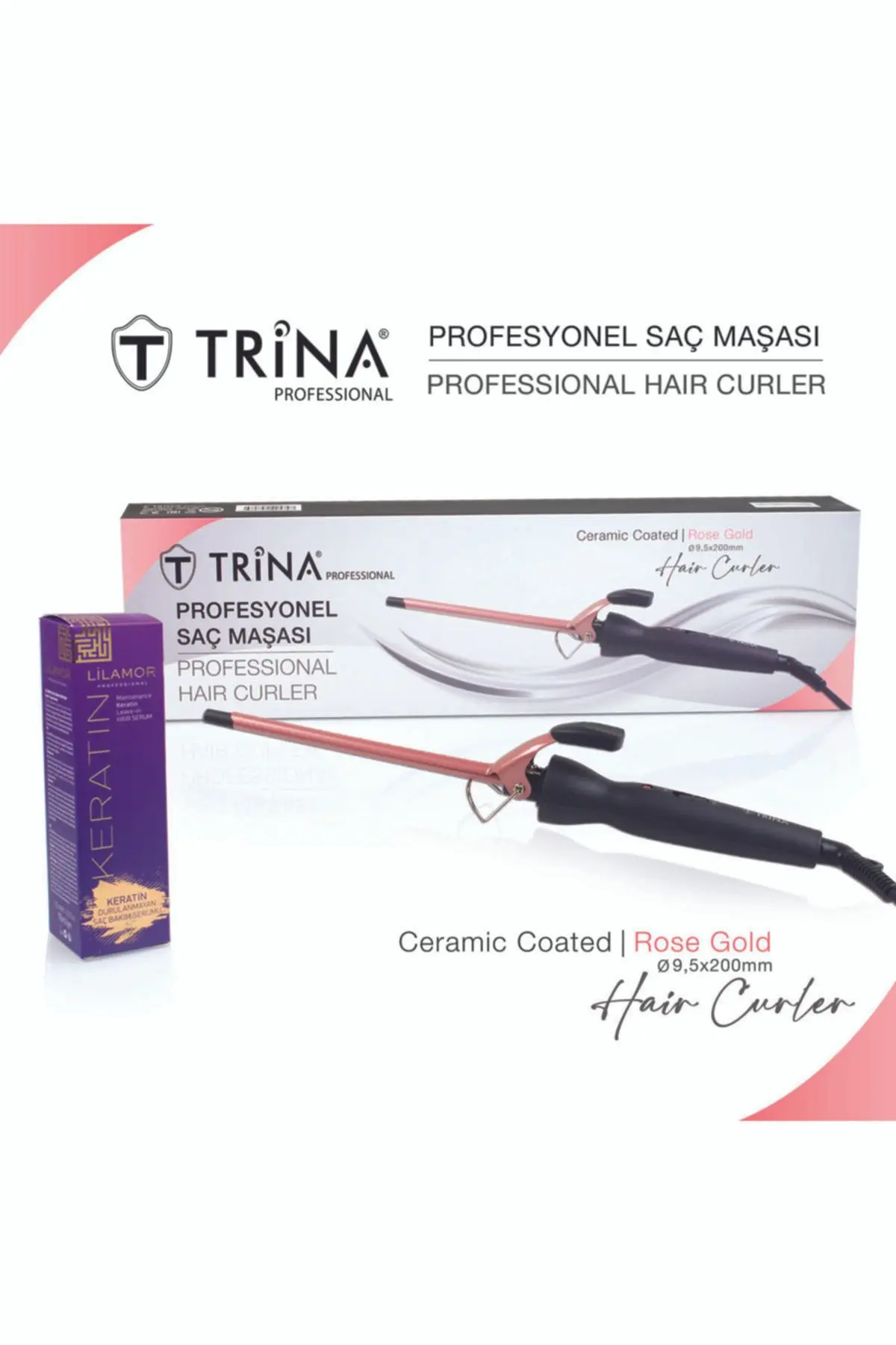 Afro Dalga 9.5mm Gold Seramik Maşa - 20cm.ekstra Uzun Başlık - Kıvırcık Saç Maşası