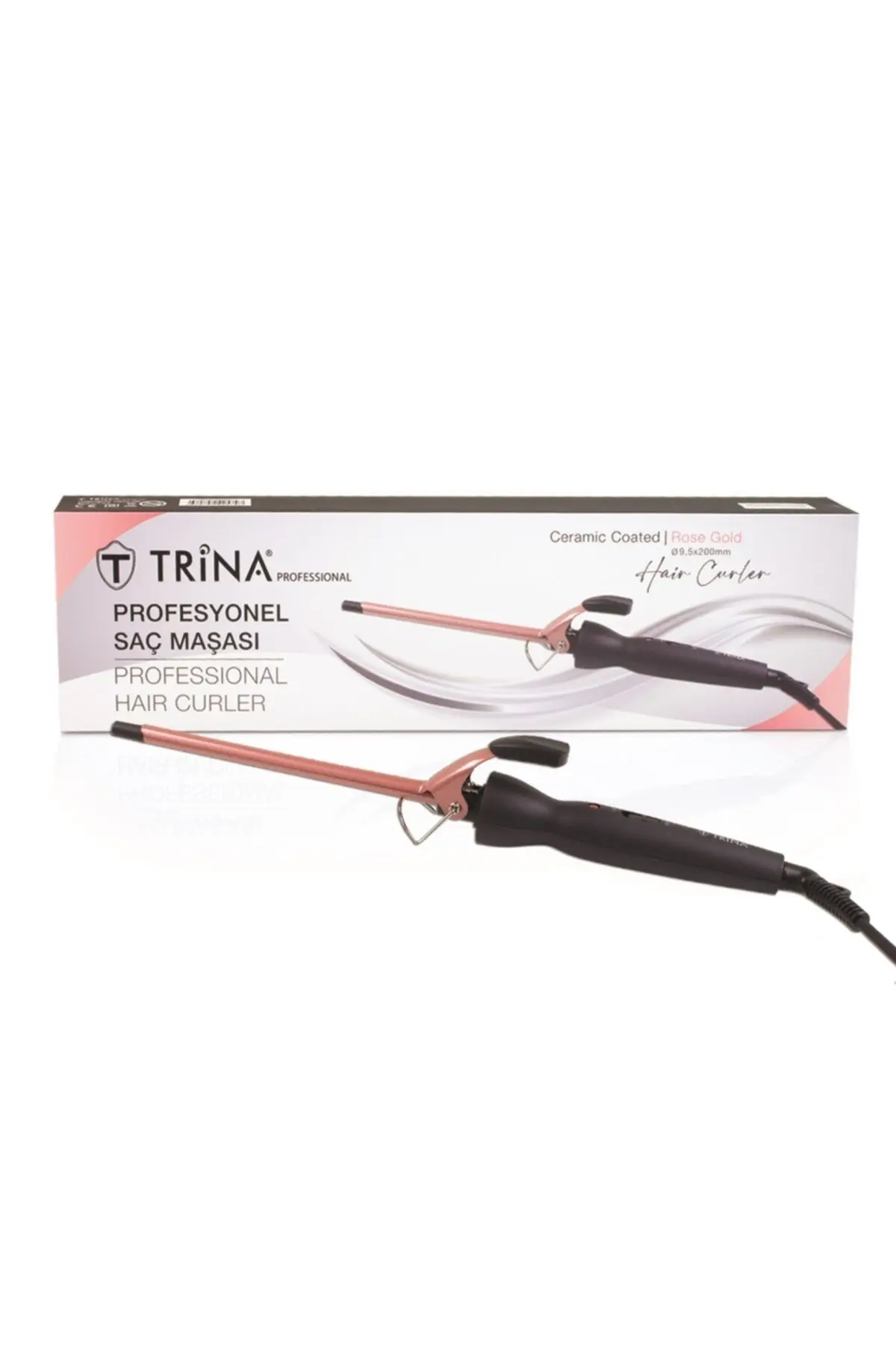 Trina Afro Dalga 9.5mm Gold Seramik Maşa - 20cm.ekstra Uzun Başlık - Kıvırcık Saç Maşası