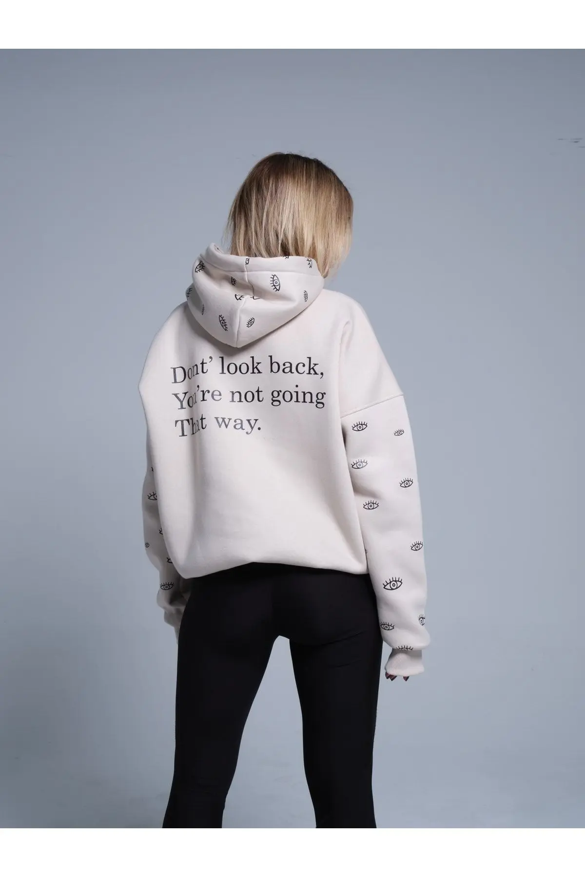 Mirell Bej Oversıze Eye Sweatshırt