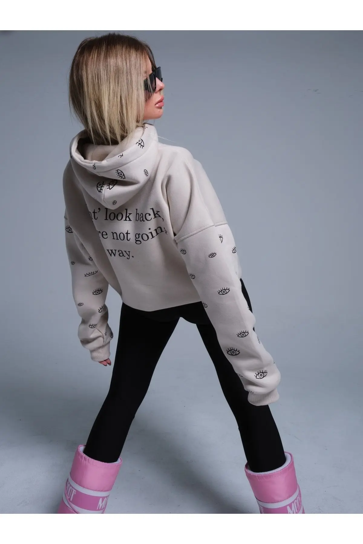 Bej Oversıze Eye Sweatshırt