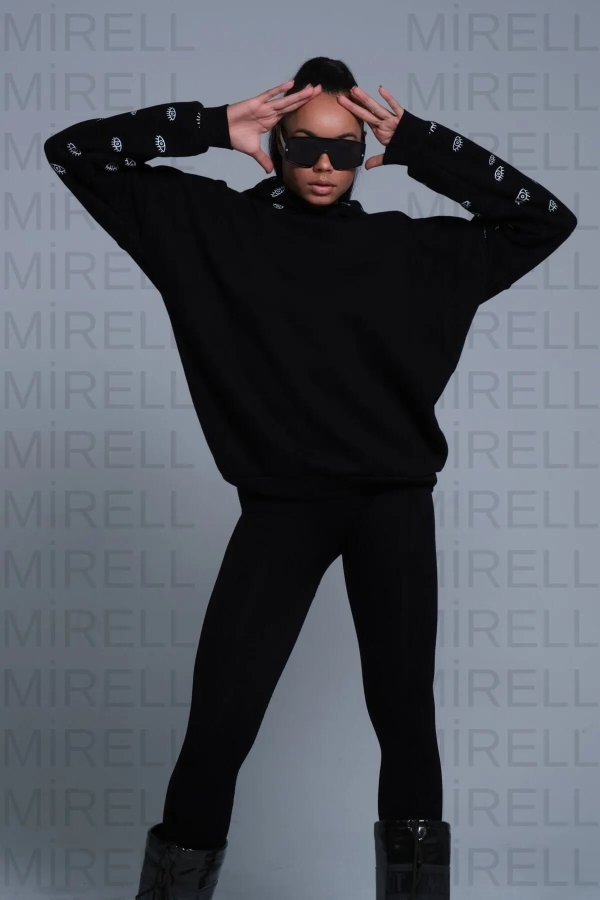 Siyah Oversize Eye Sweatshirt