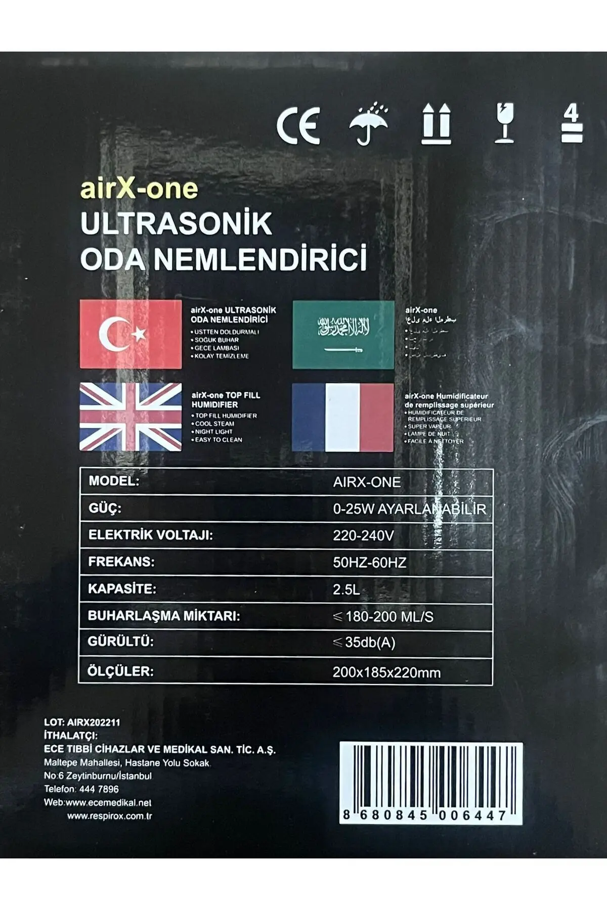 Ultrasonik Oda Nemlendirici Airx-one