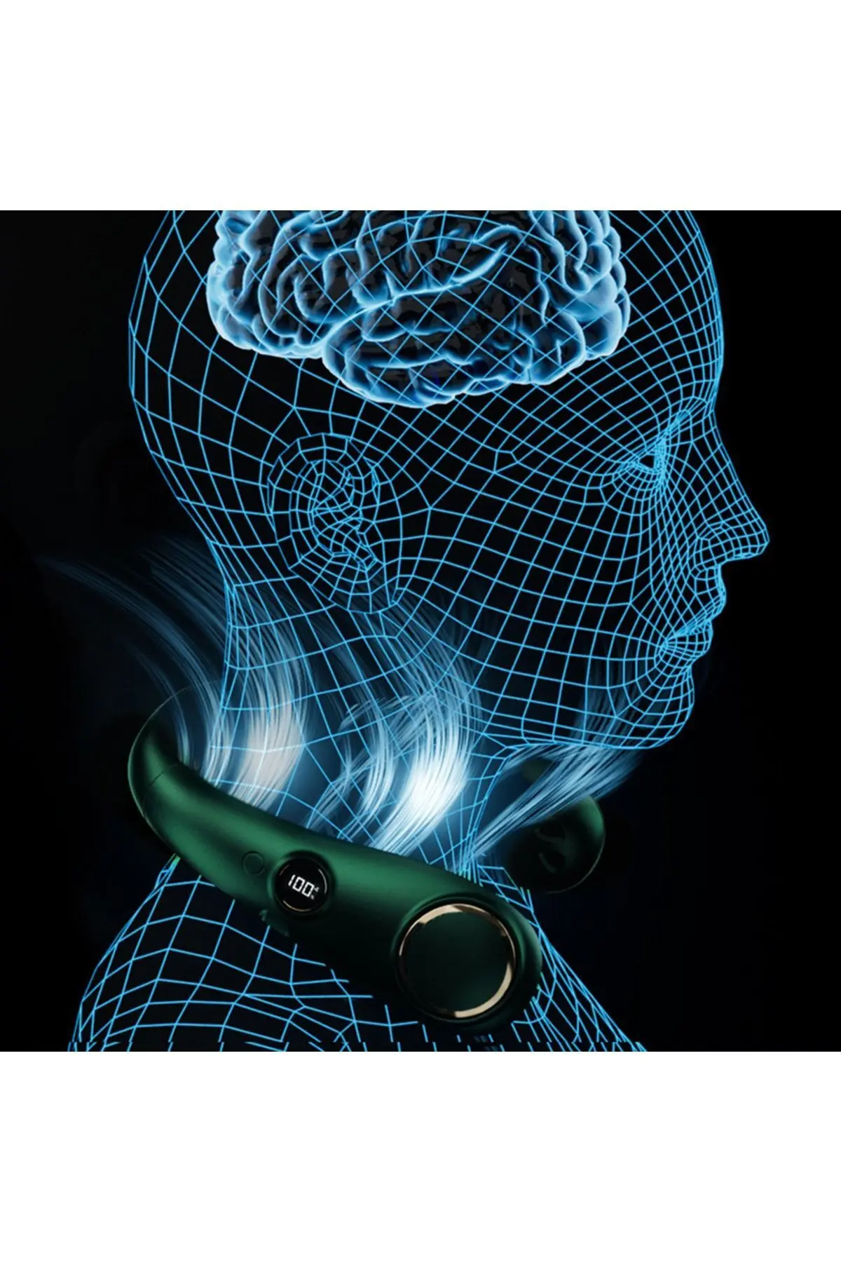 Led Dijital Ekran Yeni Nesil Bıçaksız Boyun Asma Fanı 3 Dişli Ayarlanabilir 360°rüzgar Çıkışı